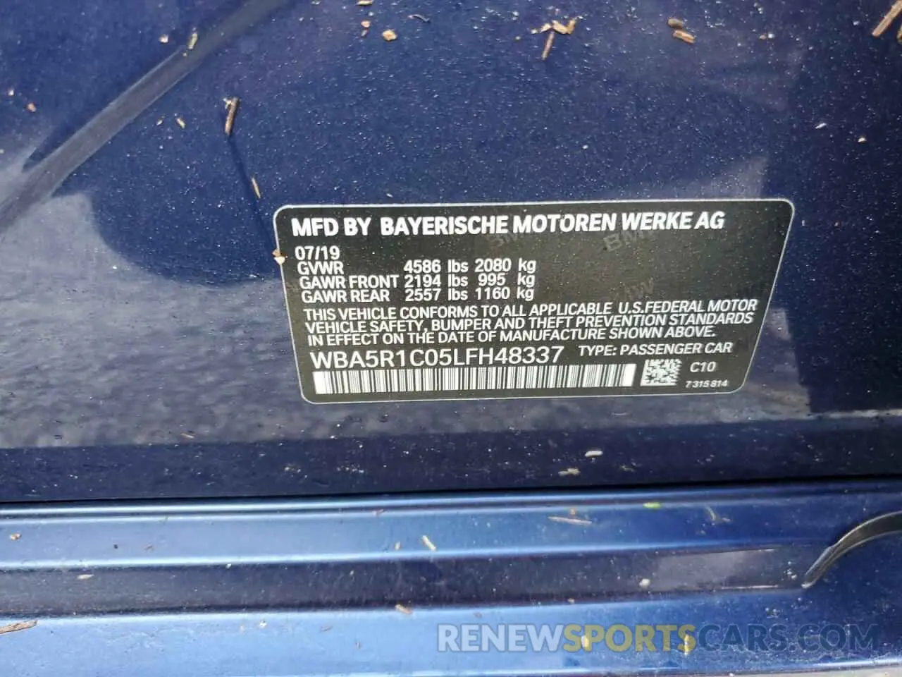 10 fotografías del automóvil dañado WBA5R1C05LFH48337 BMW 3 SERIES 2020
