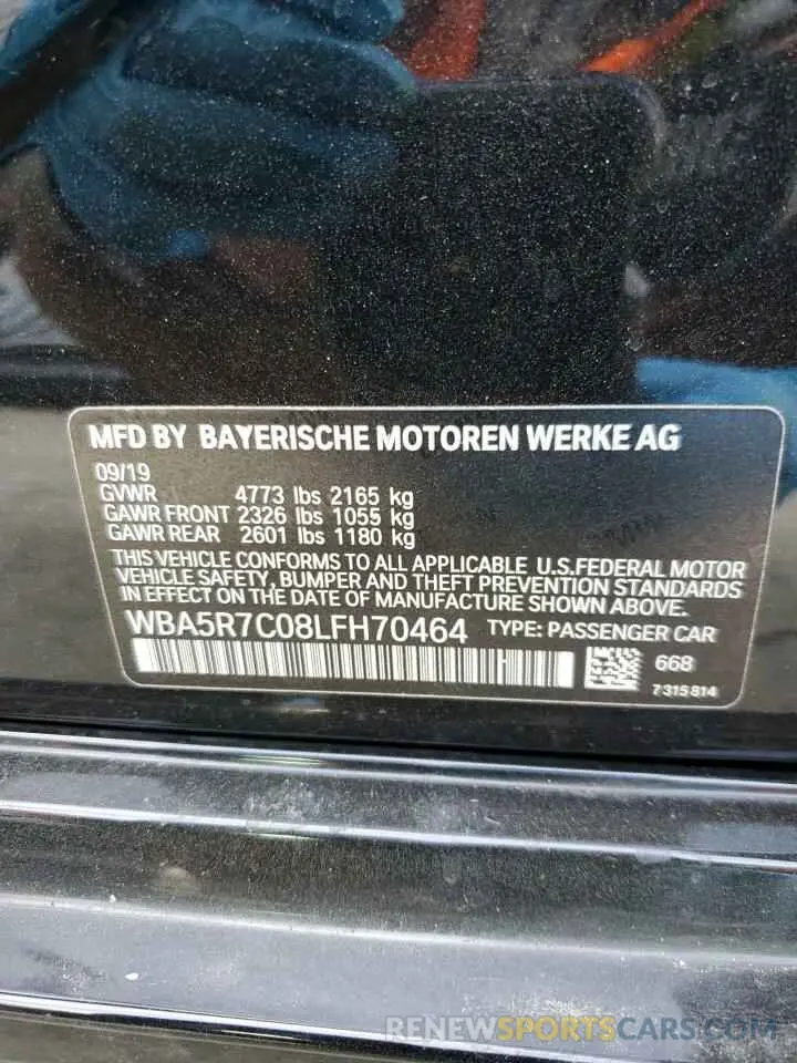 12 fotografías del automóvil dañado WBA5R7C08LFH70464 BMW 3 SERIES 2020
