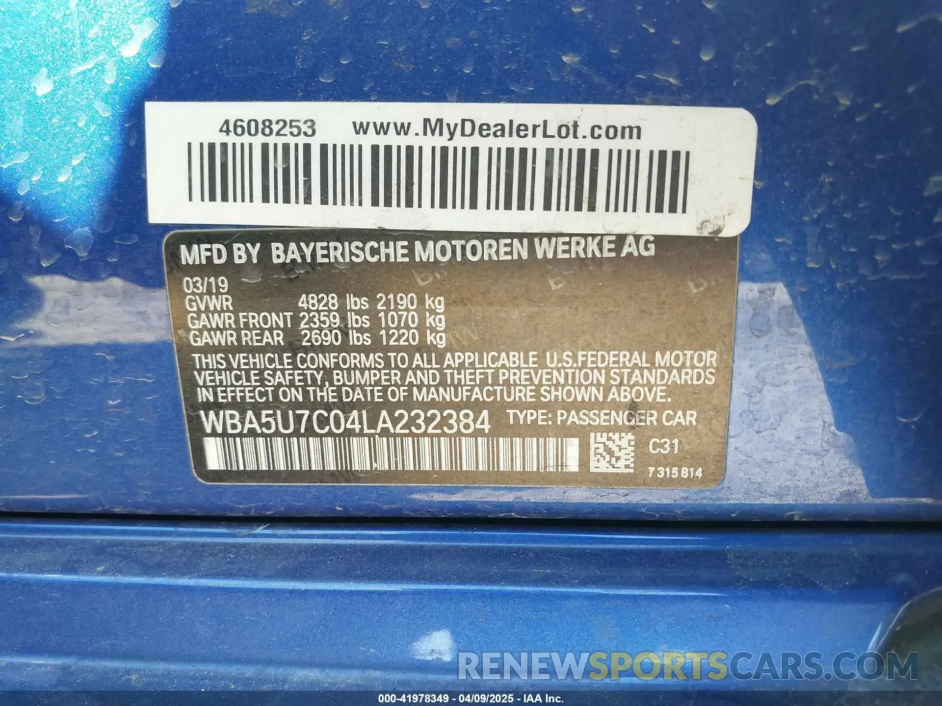 9 fotografías del automóvil dañado WBA5U7C04LA232384 BMW 3 SERIES 2020