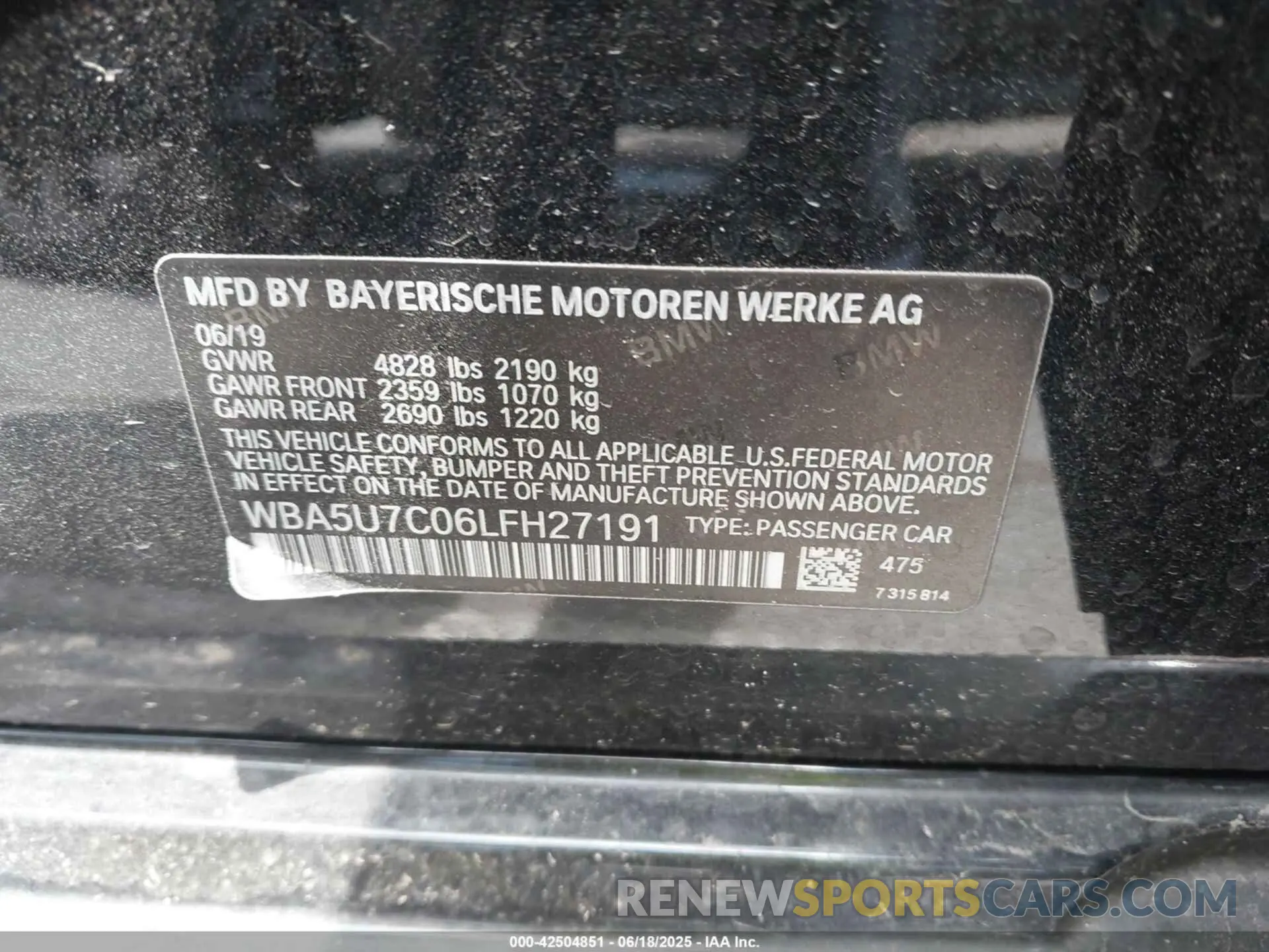 9 fotografías del automóvil dañado WBA5U7C06LFH27191 BMW 3 SERIES 2020