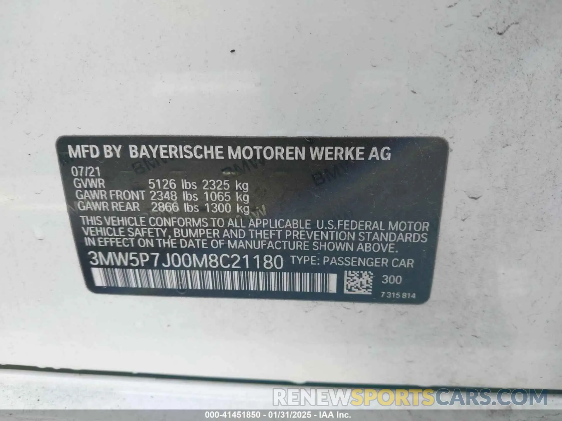 9 fotografías del automóvil dañado 3MW5P7J00M8C21180 BMW 3 SERIES 2021