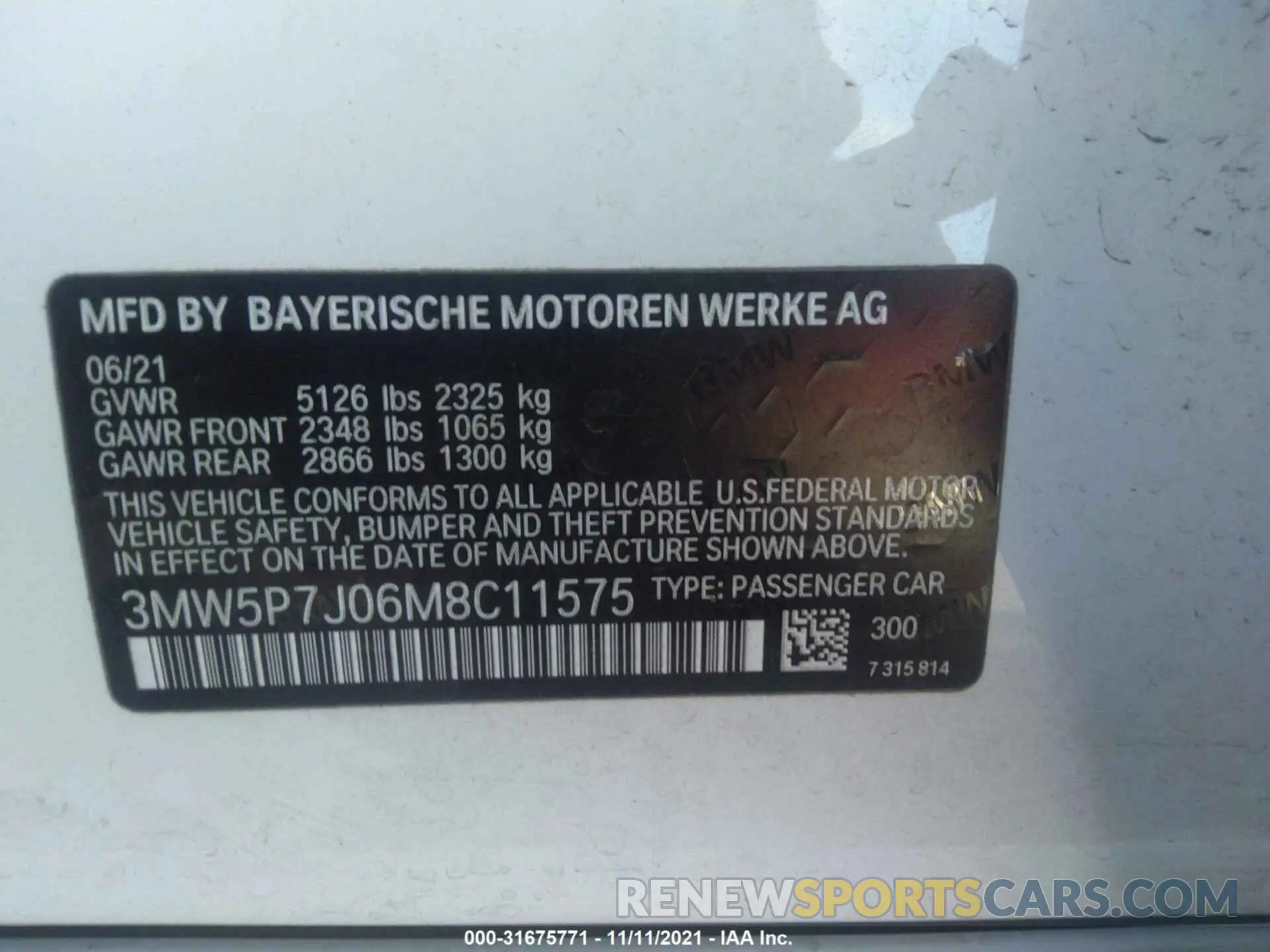 9 fotografías del automóvil dañado 3MW5P7J06M8C11575 BMW 3 SERIES 2021