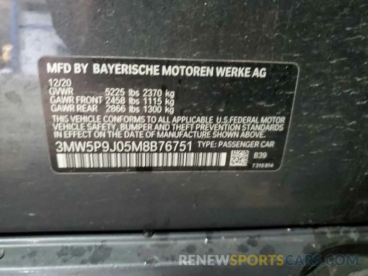 12 fotografías del automóvil dañado 3MW5P9J05M8B76751 BMW 3 SERIES 2021