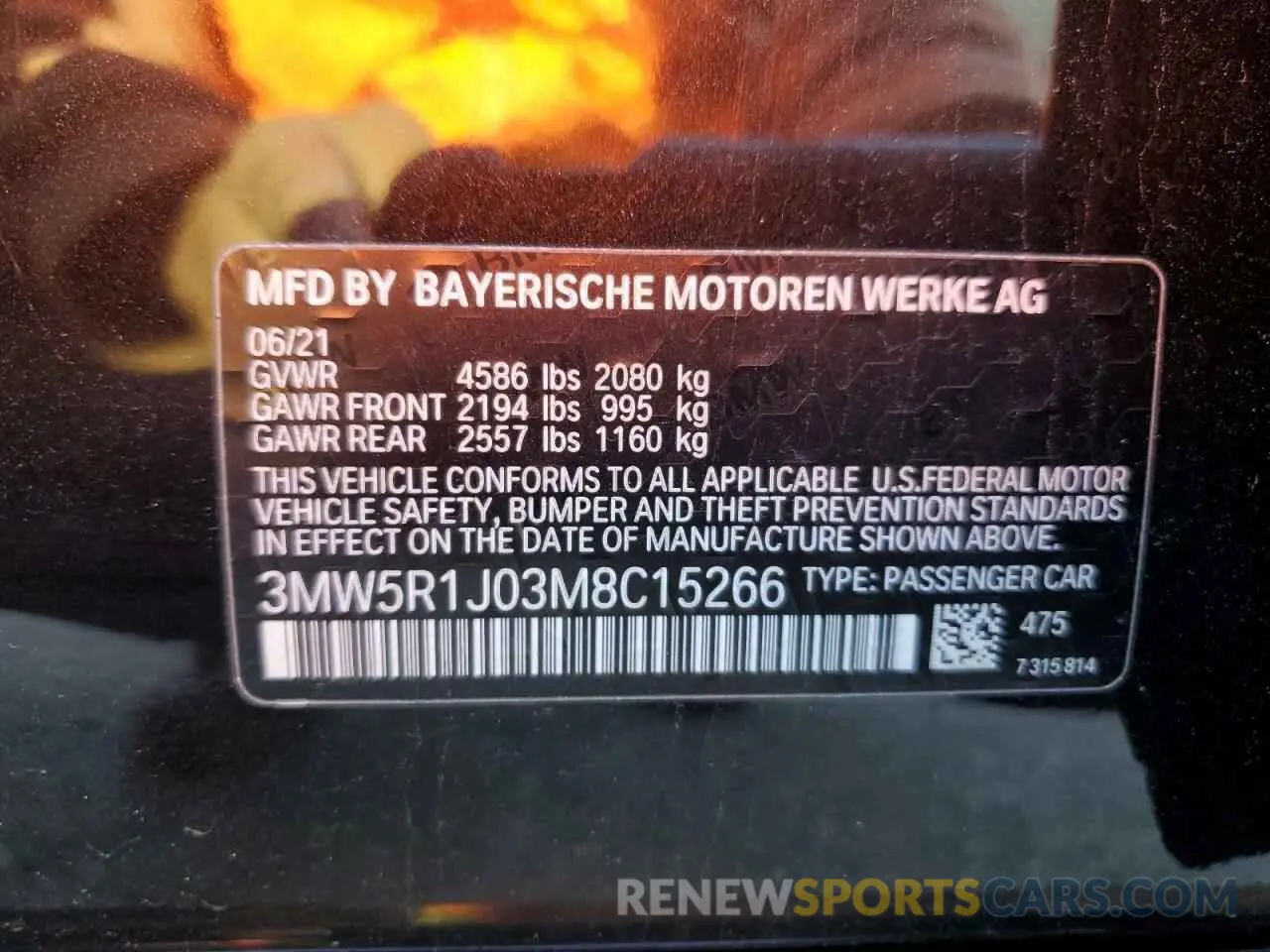 12 fotografías del automóvil dañado 3MW5R1J03M8C15266 BMW 3 SERIES 2021