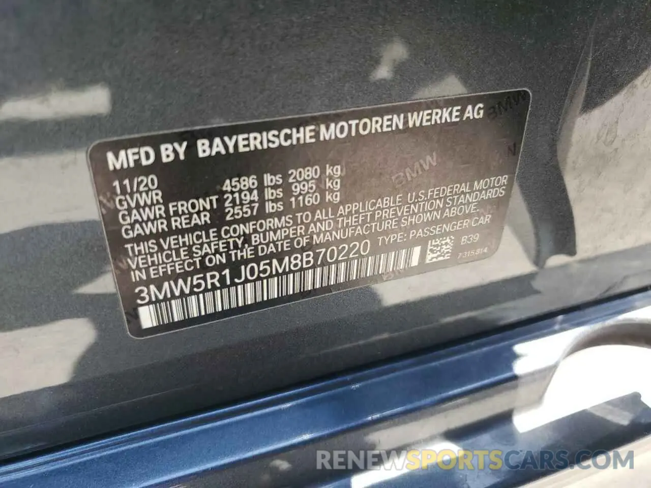 13 fotografías del automóvil dañado 3MW5R1J05M8B70220 BMW 3 SERIES 2021