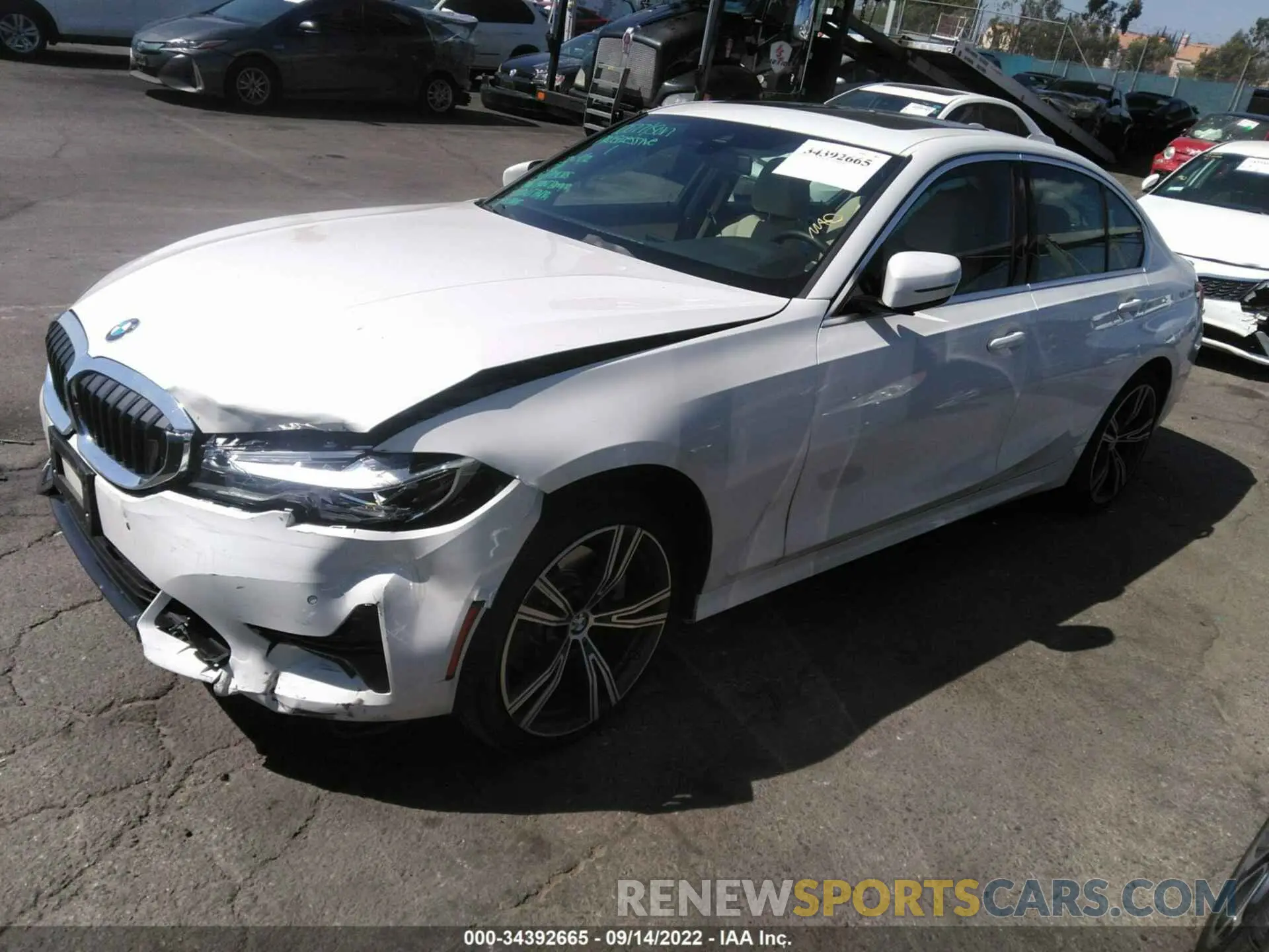 2 fotografías del automóvil dañado 3MW5R1J06M8C13897 BMW 3 SERIES 2021