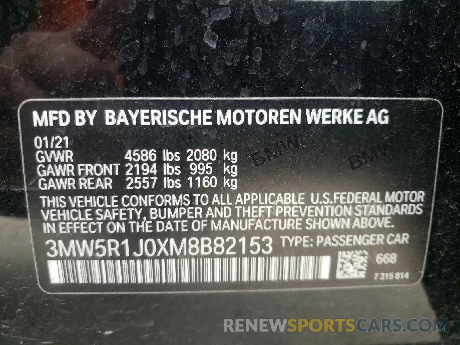 10 fotografías del automóvil dañado 3MW5R1J0XM8B82153 BMW 3 SERIES 2021