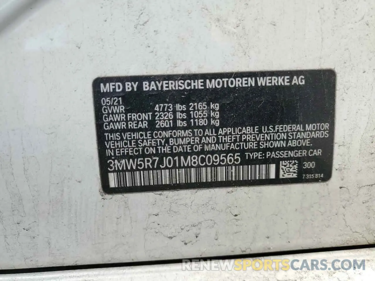 12 fotografías del automóvil dañado 3MW5R7J01M8C09565 BMW 3 SERIES 2021