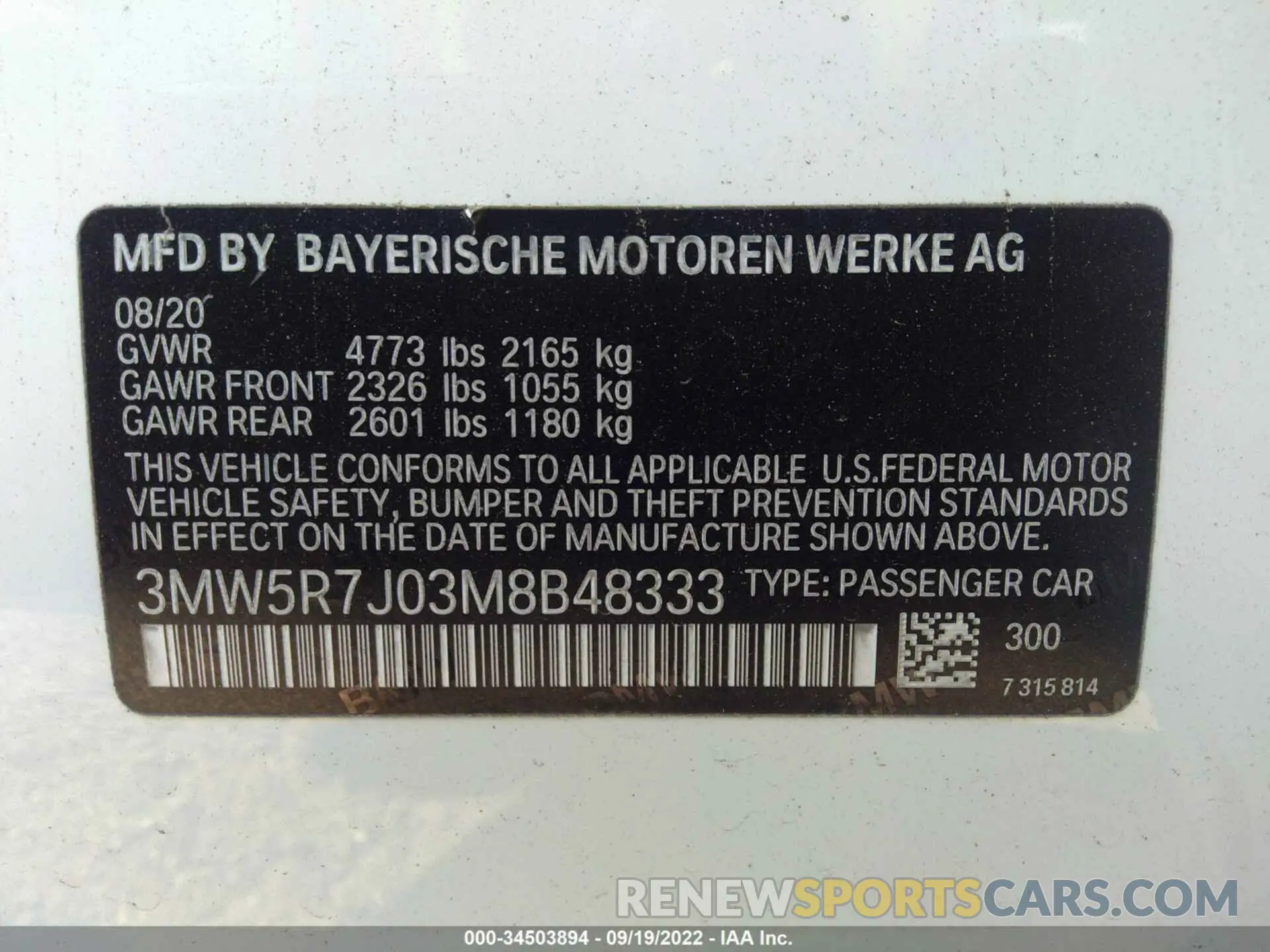 9 fotografías del automóvil dañado 3MW5R7J03M8B48333 BMW 3 SERIES 2021