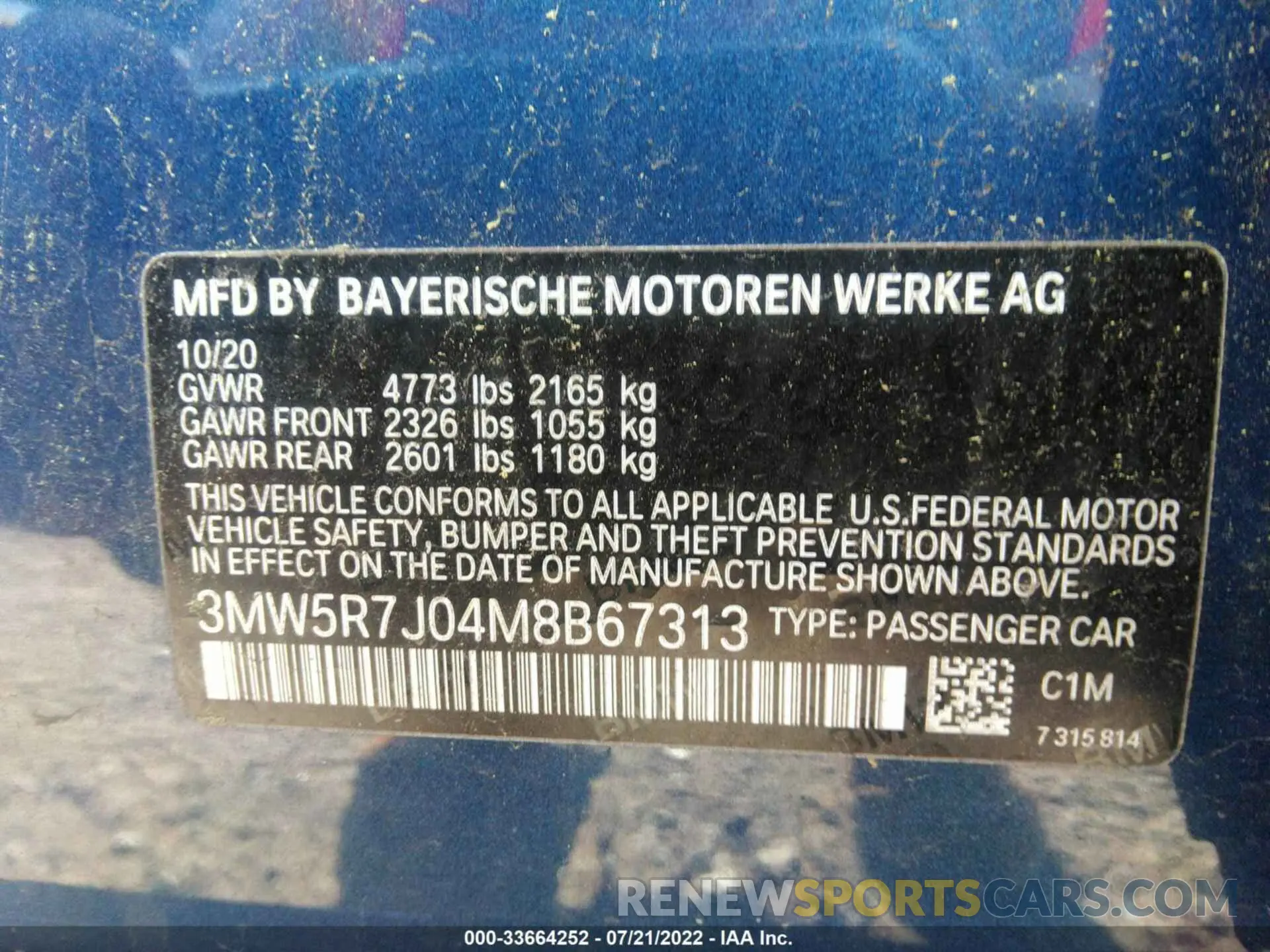 9 fotografías del automóvil dañado 3MW5R7J04M8B67313 BMW 3 SERIES 2021