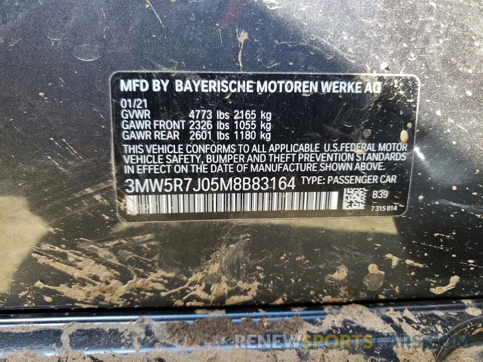 10 fotografías del automóvil dañado 3MW5R7J05M8B83164 BMW 3 SERIES 2021