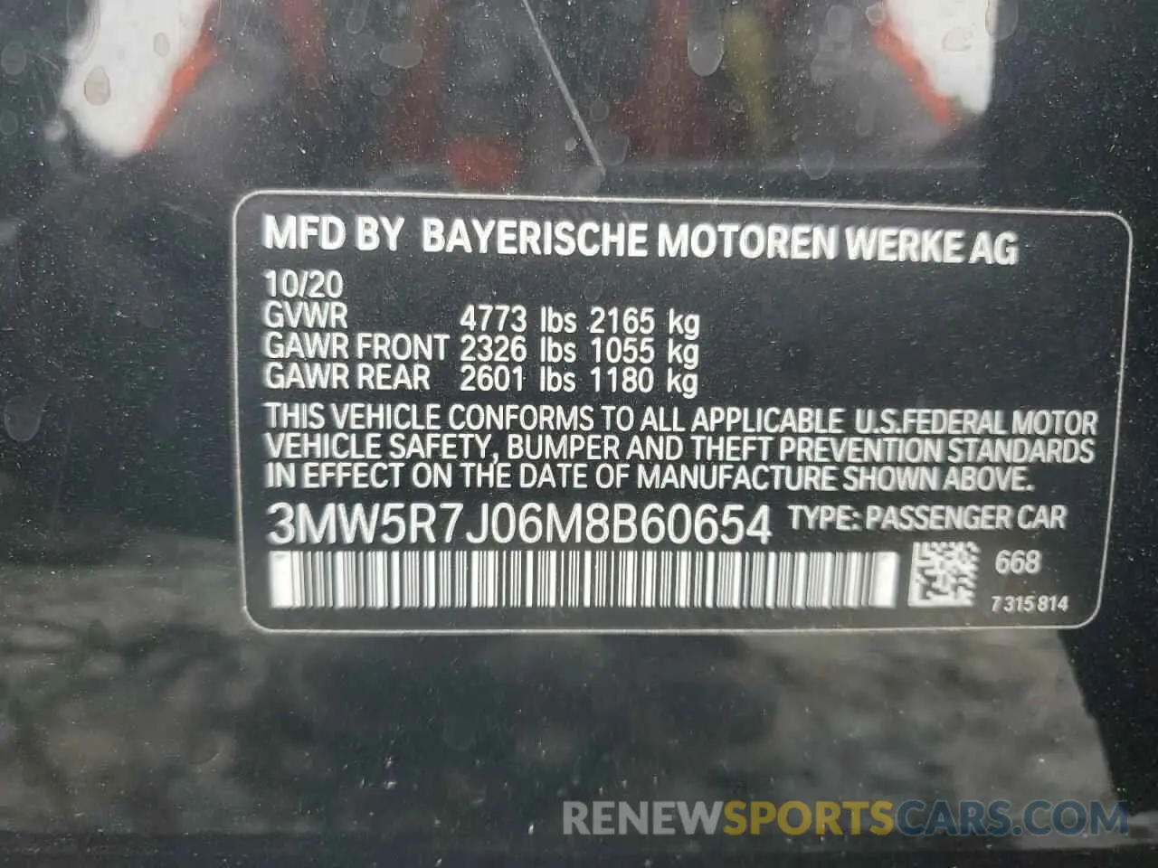 12 fotografías del automóvil dañado 3MW5R7J06M8B60654 BMW 3 SERIES 2021