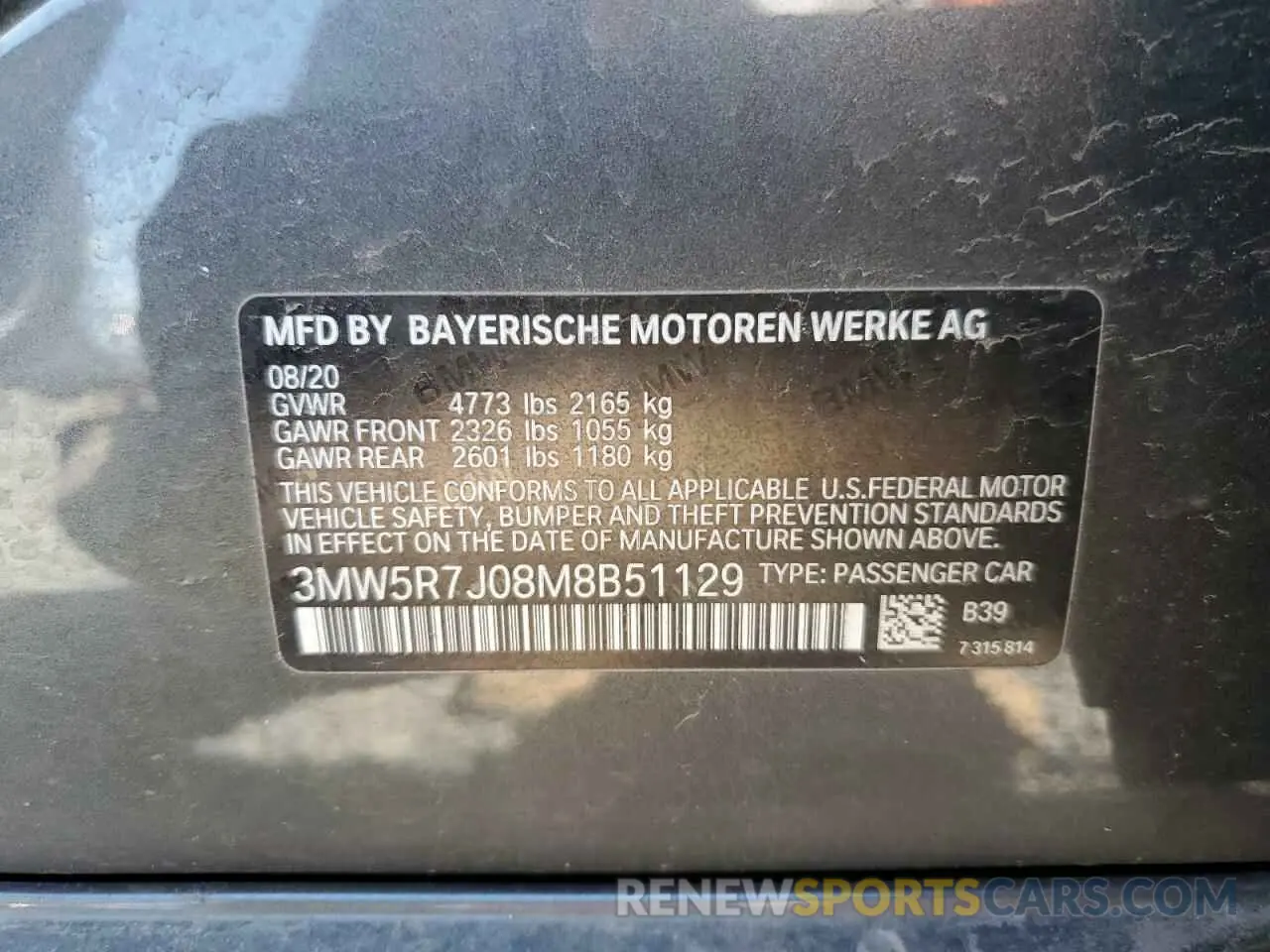 12 fotografías del automóvil dañado 3MW5R7J08M8B51129 BMW 3 SERIES 2021