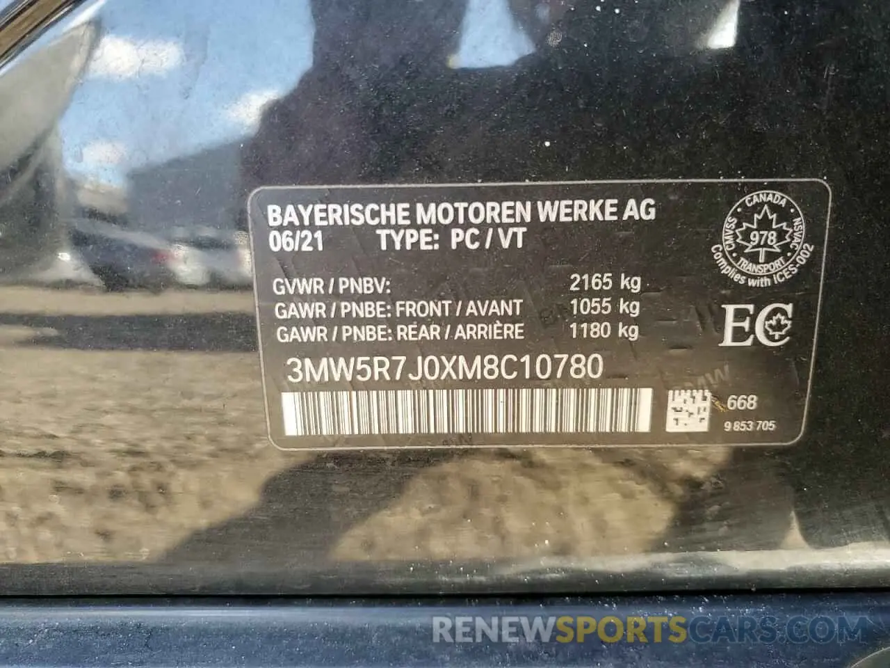 12 fotografías del automóvil dañado 3MW5R7J0XM8C10780 BMW 3 SERIES 2021