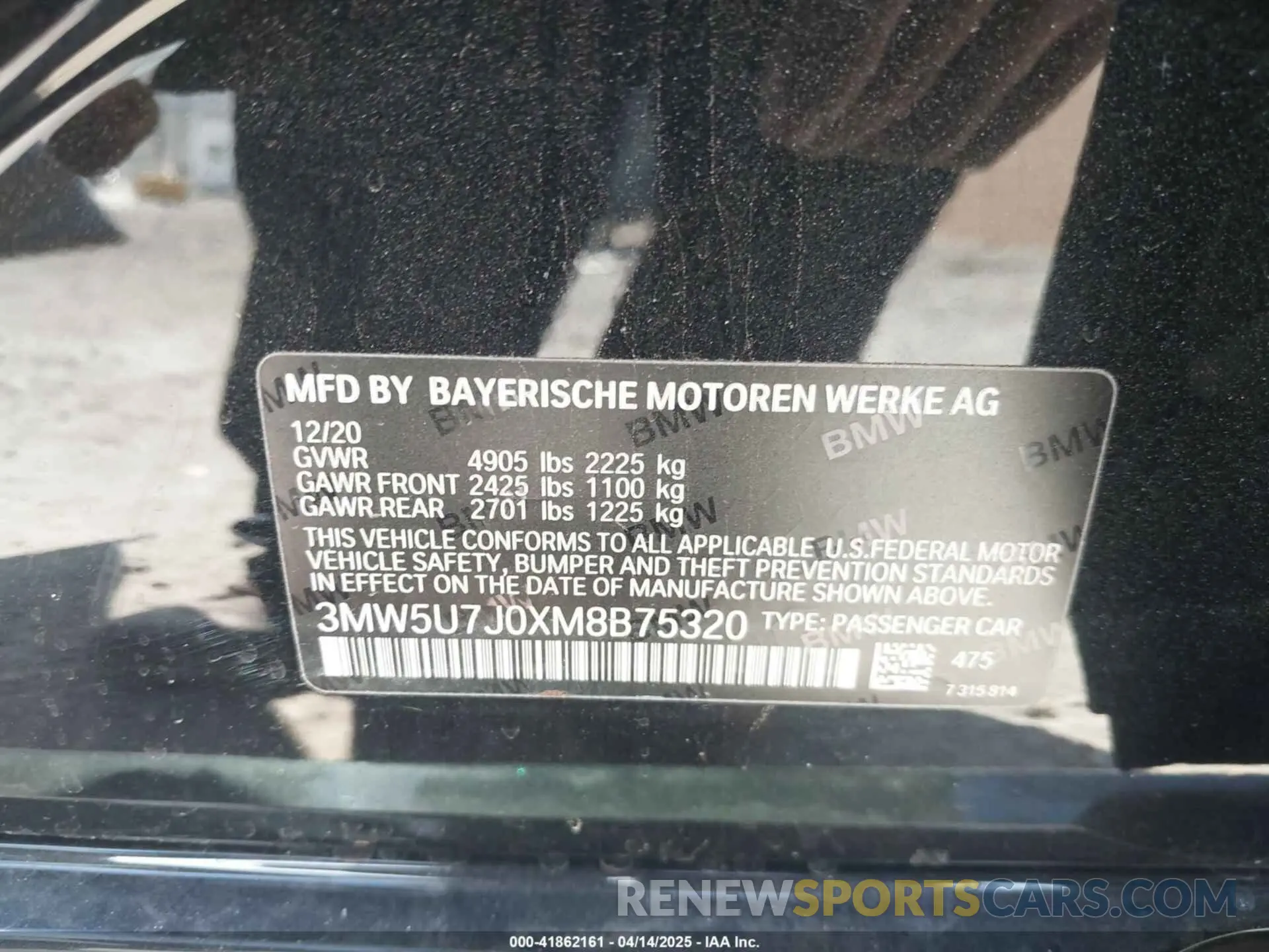 9 fotografías del automóvil dañado 3MW5U7J0XM8B75320 BMW 3 SERIES 2021