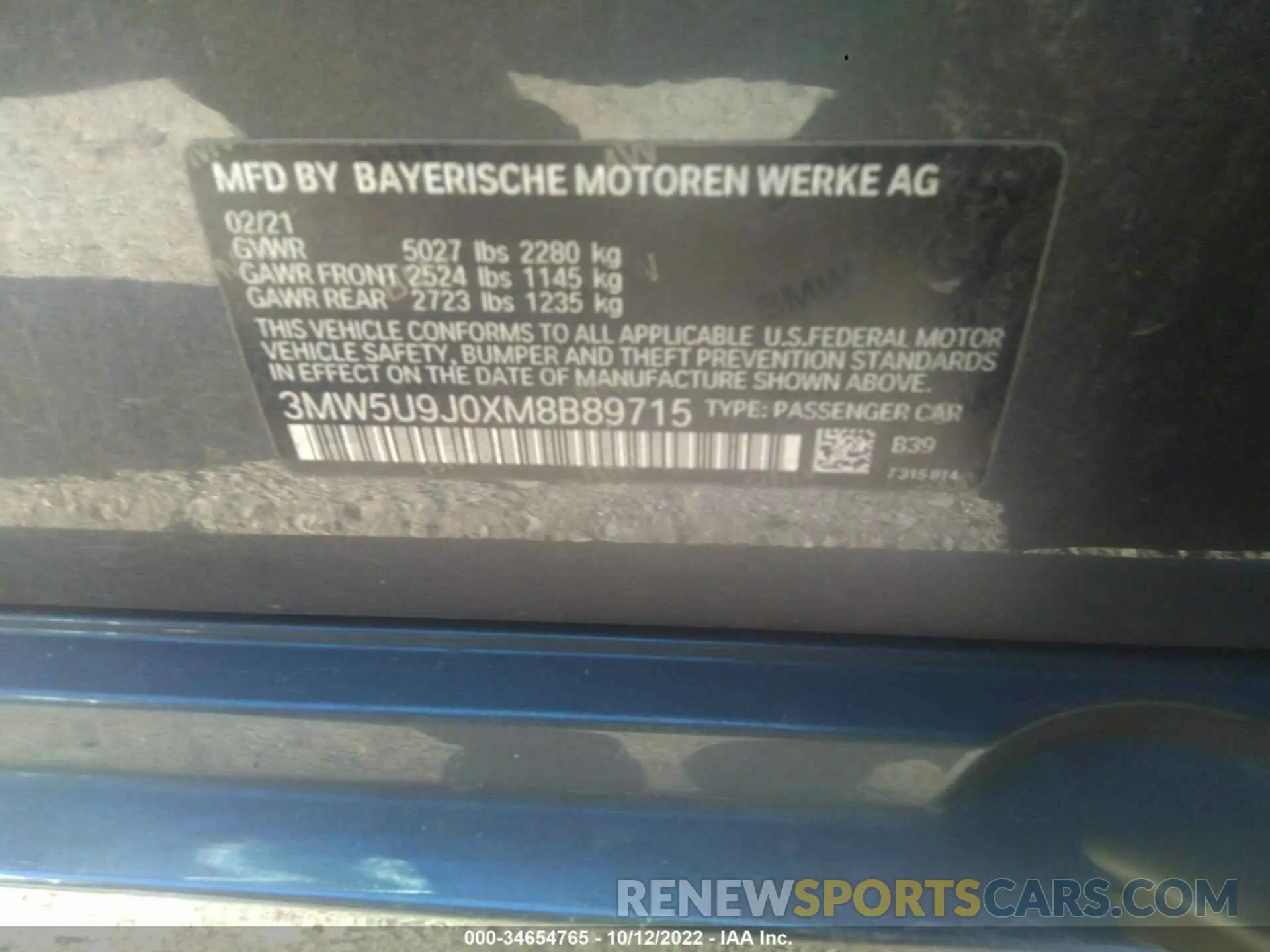9 fotografías del automóvil dañado 3MW5U9J0XM8B89715 BMW 3 SERIES 2021