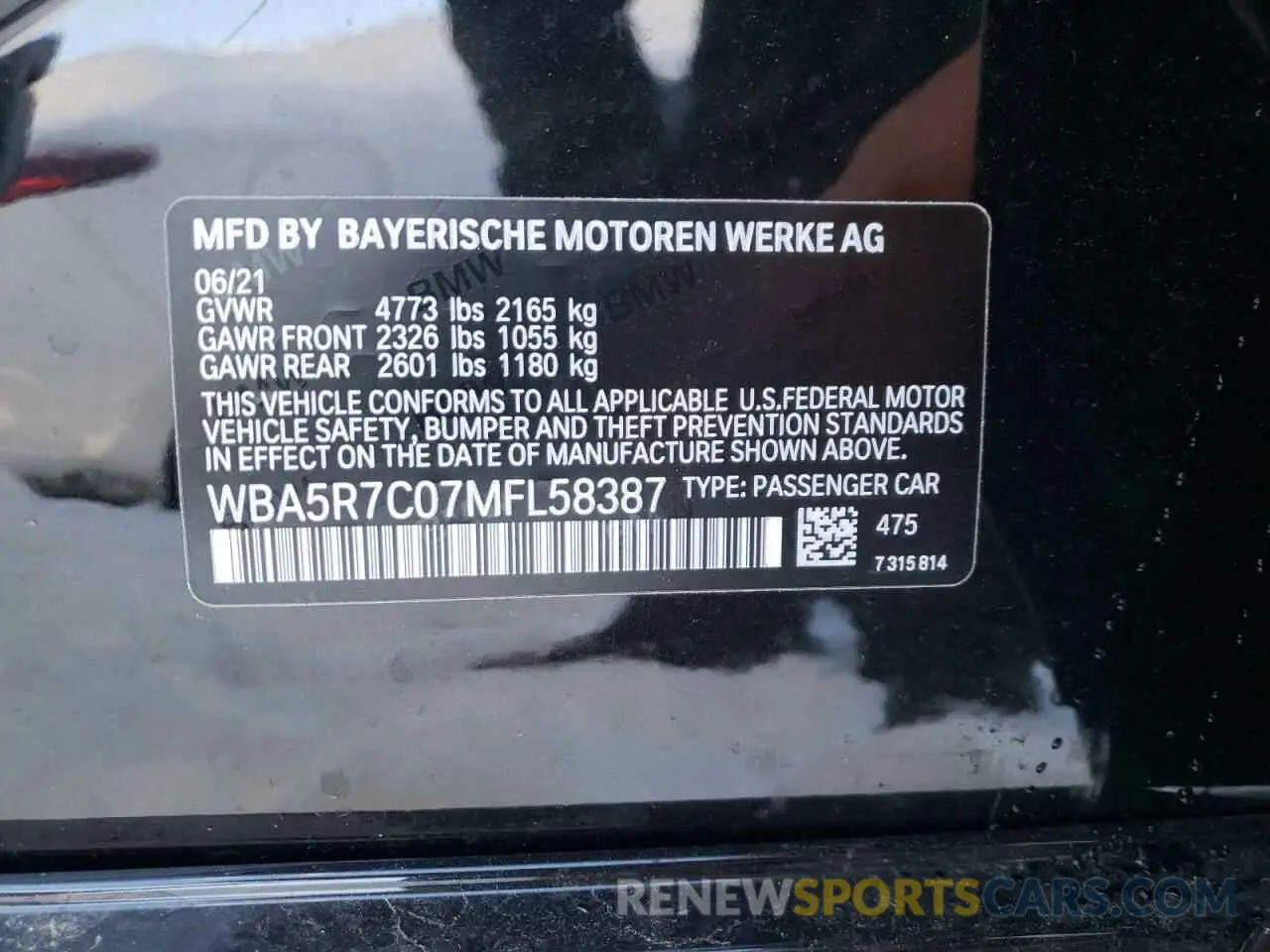 10 fotografías del automóvil dañado WBA5R7C07MFL58387 BMW 3 SERIES 2021