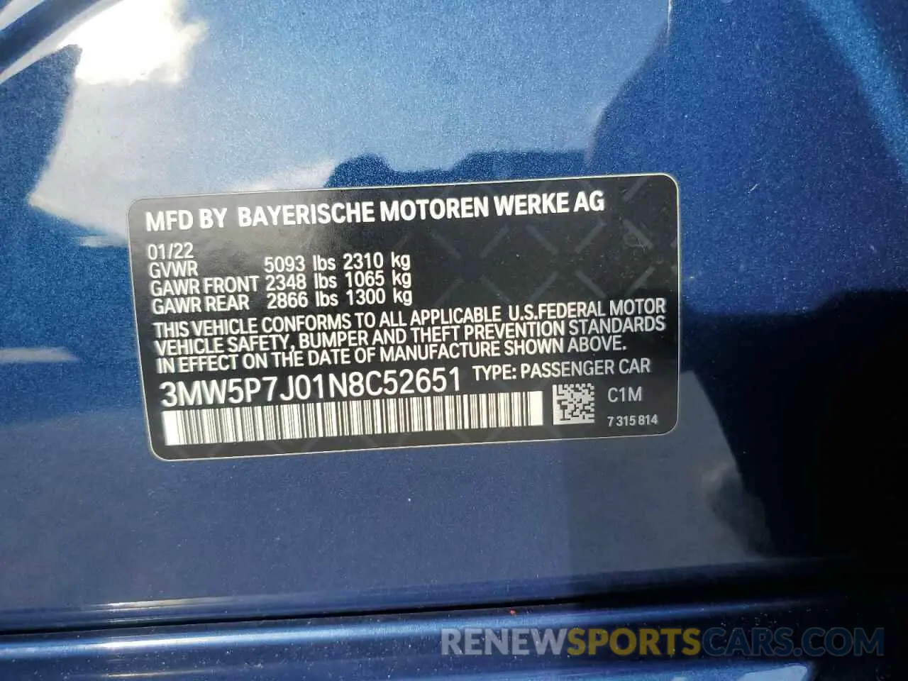 13 fotografías del automóvil dañado 3MW5P7J01N8C52651 BMW 3 SERIES 2022