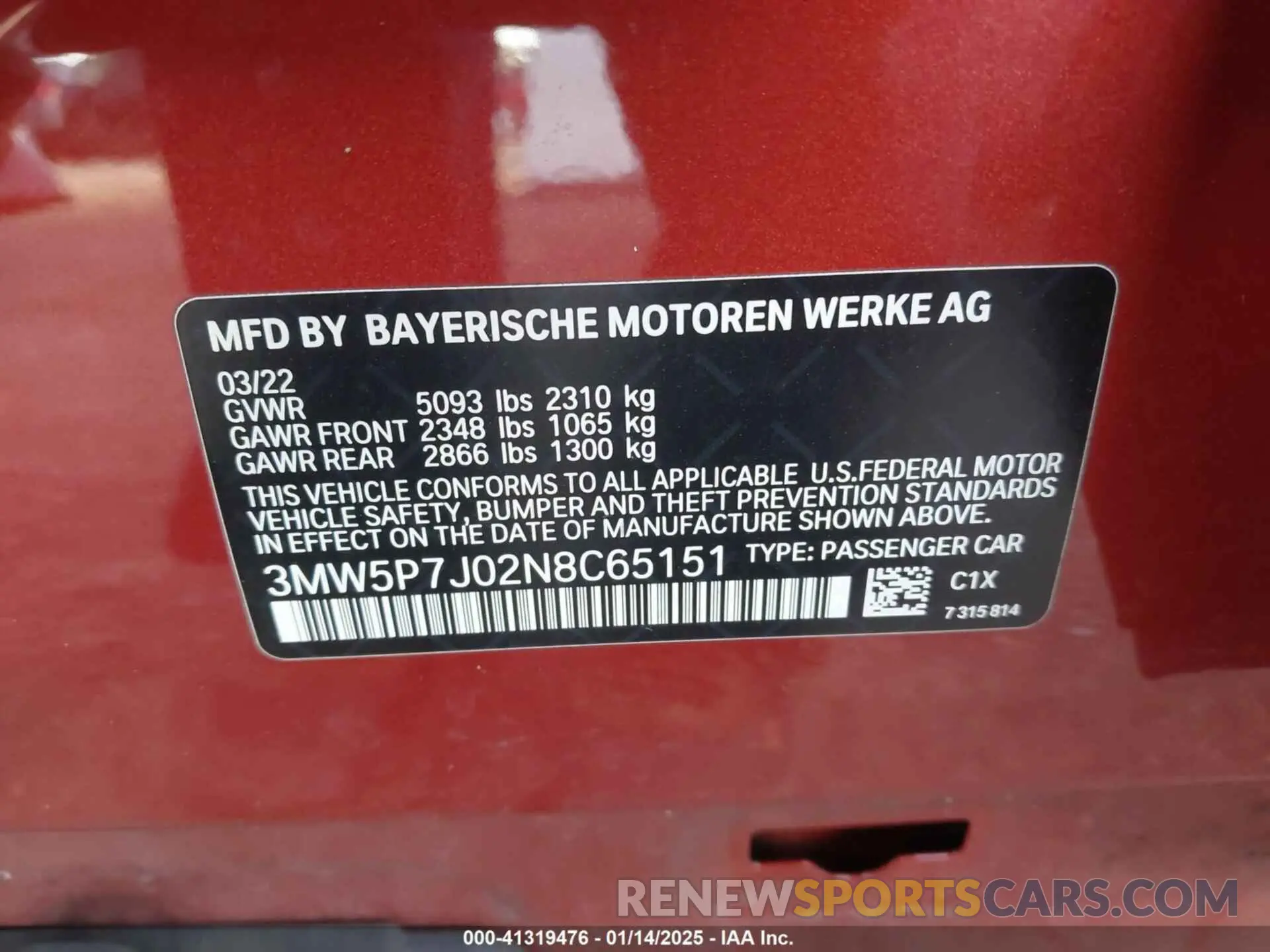 9 fotografías del automóvil dañado 3MW5P7J02N8C65151 BMW 3 SERIES 2022