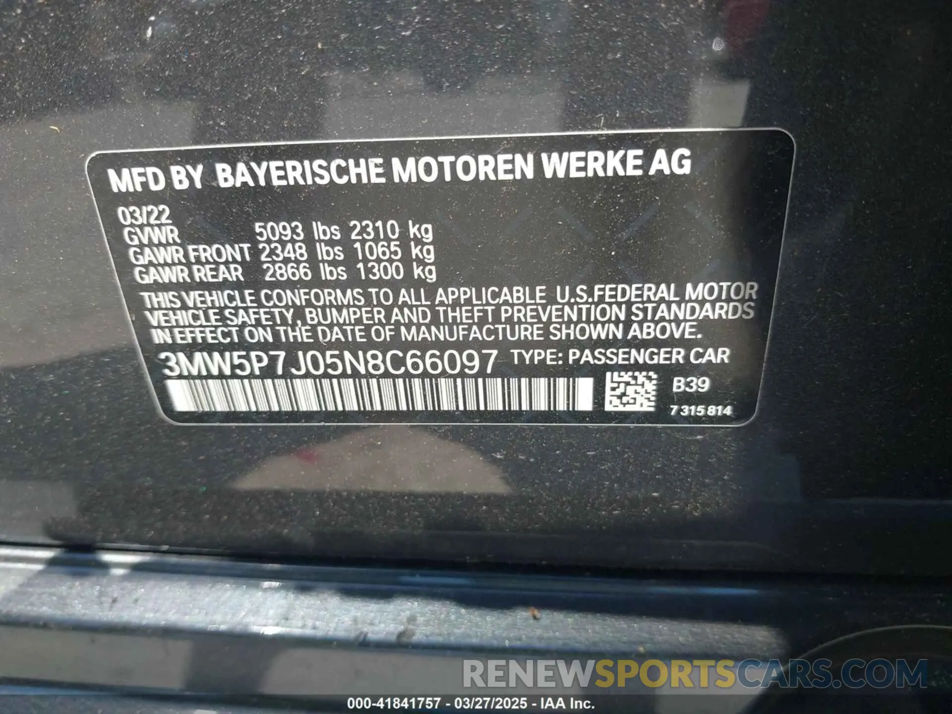 9 fotografías del automóvil dañado 3MW5P7J05N8C66097 BMW 3 SERIES 2022