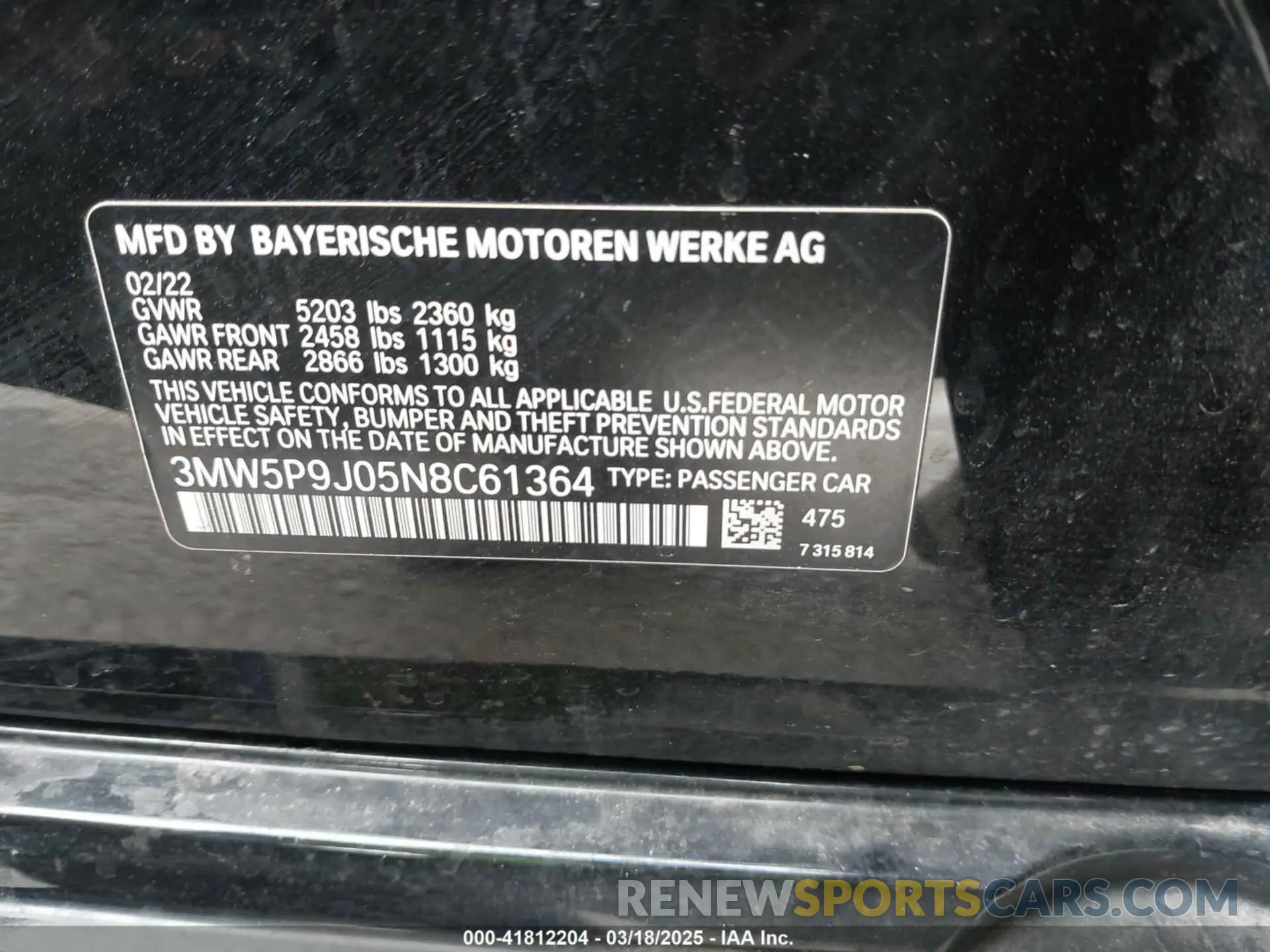 9 fotografías del automóvil dañado 3MW5P9J05N8C61364 BMW 3 SERIES 2022