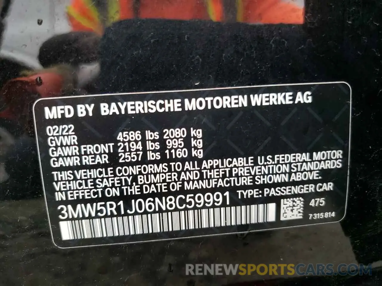 12 fotografías del automóvil dañado 3MW5R1J06N8C59991 BMW 3 SERIES 2022