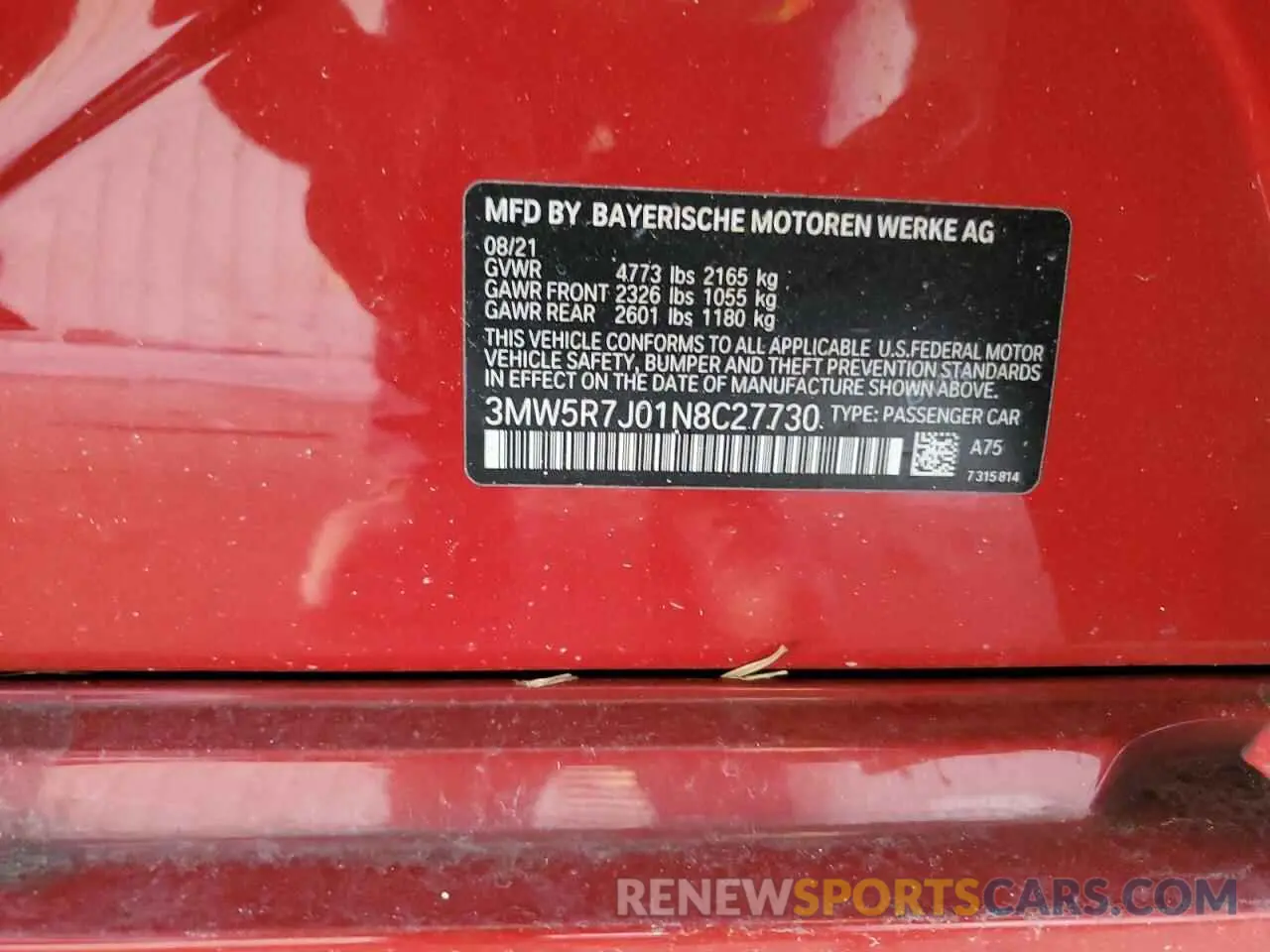 13 fotografías del automóvil dañado 3MW5R7J01N8C27730 BMW 3 SERIES 2022