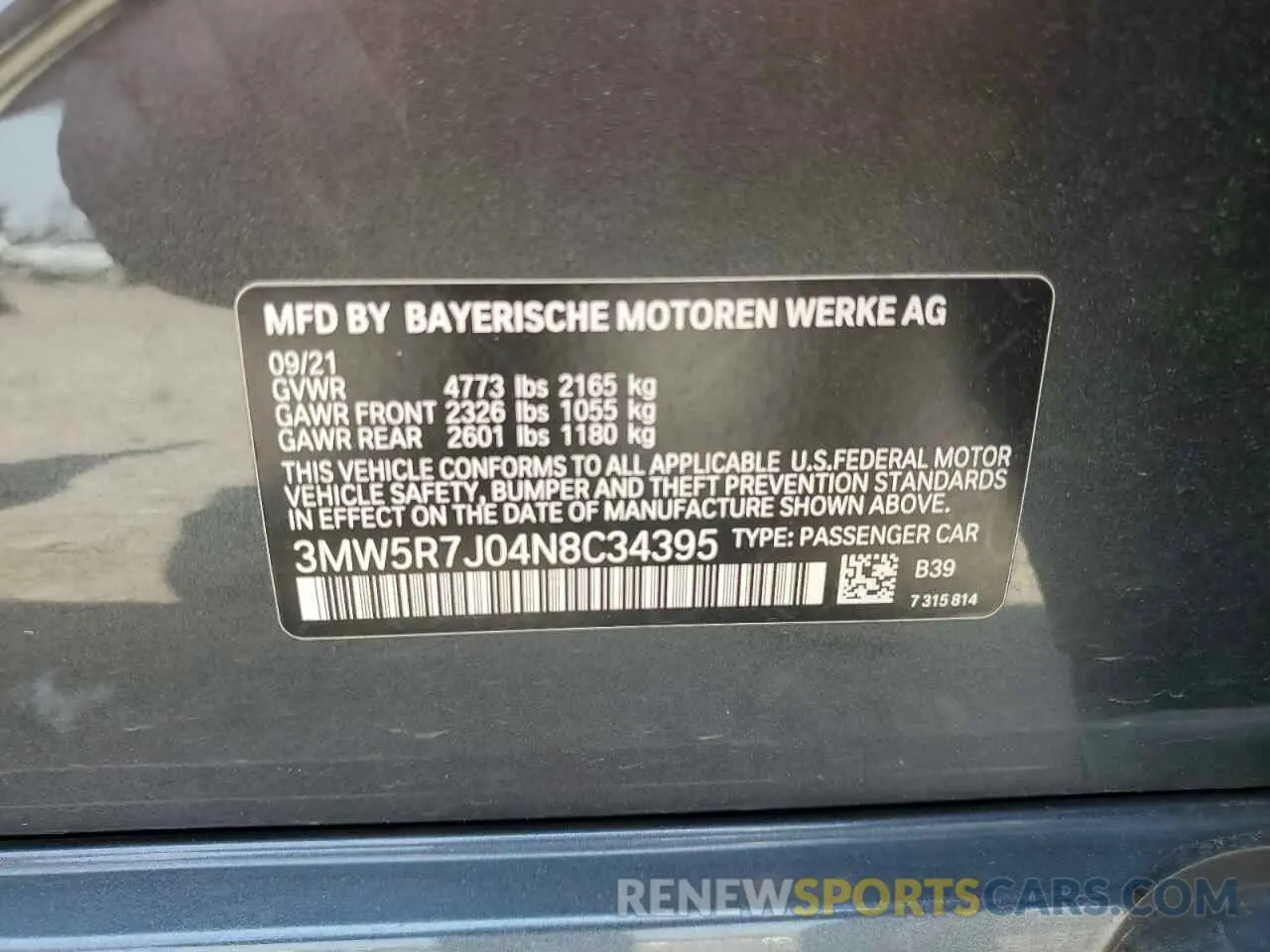 12 fotografías del automóvil dañado 3MW5R7J04N8C34395 BMW 3 SERIES 2022