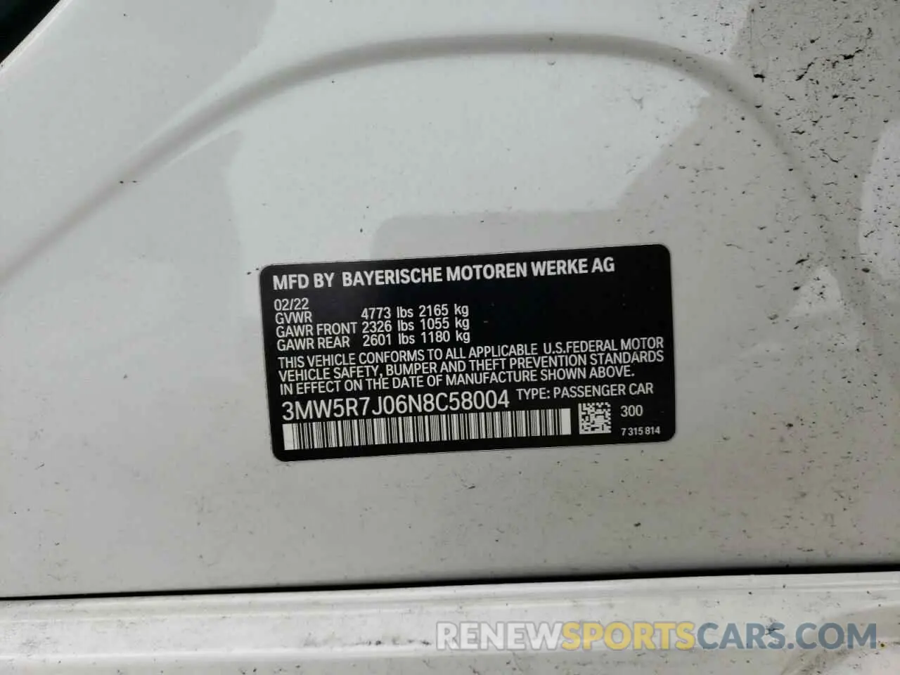 13 fotografías del automóvil dañado 3MW5R7J06N8C58004 BMW 3 SERIES 2022