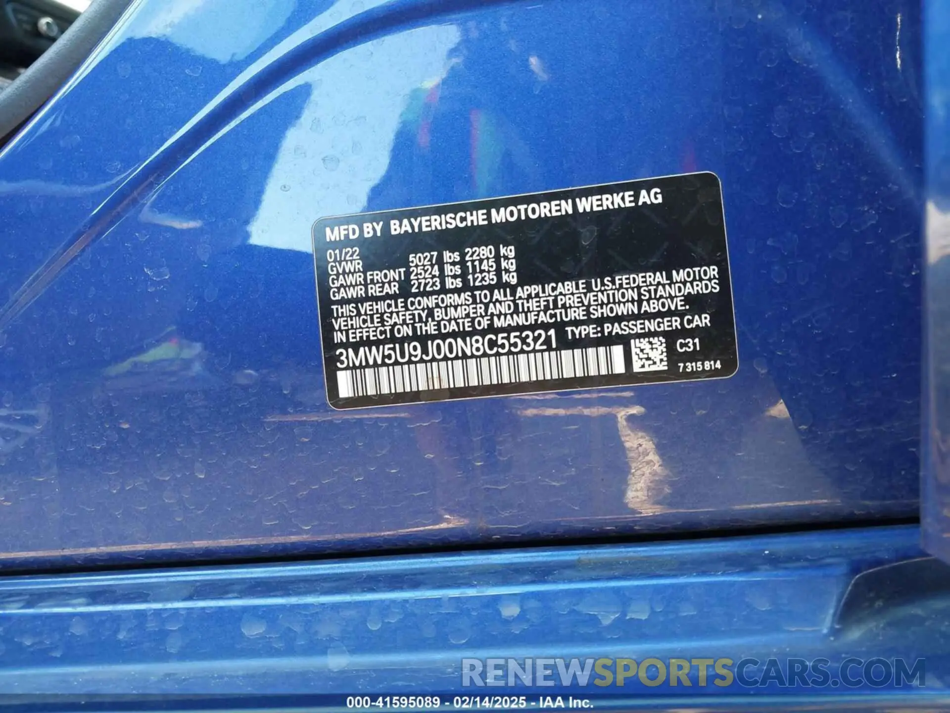 9 fotografías del automóvil dañado 3MW5U9J00N8C55321 BMW 3 SERIES 2022