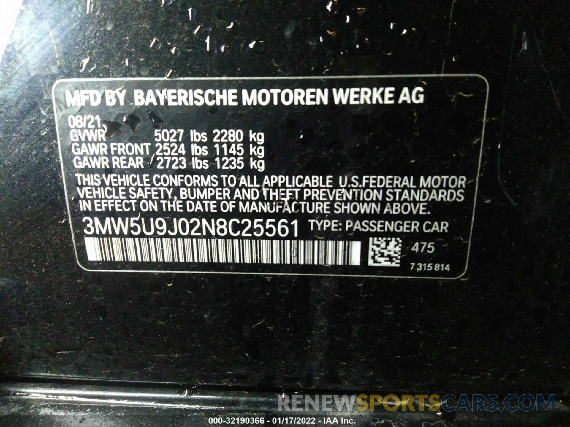9 fotografías del automóvil dañado 3MW5U9J02N8C25561 BMW 3 SERIES 2022