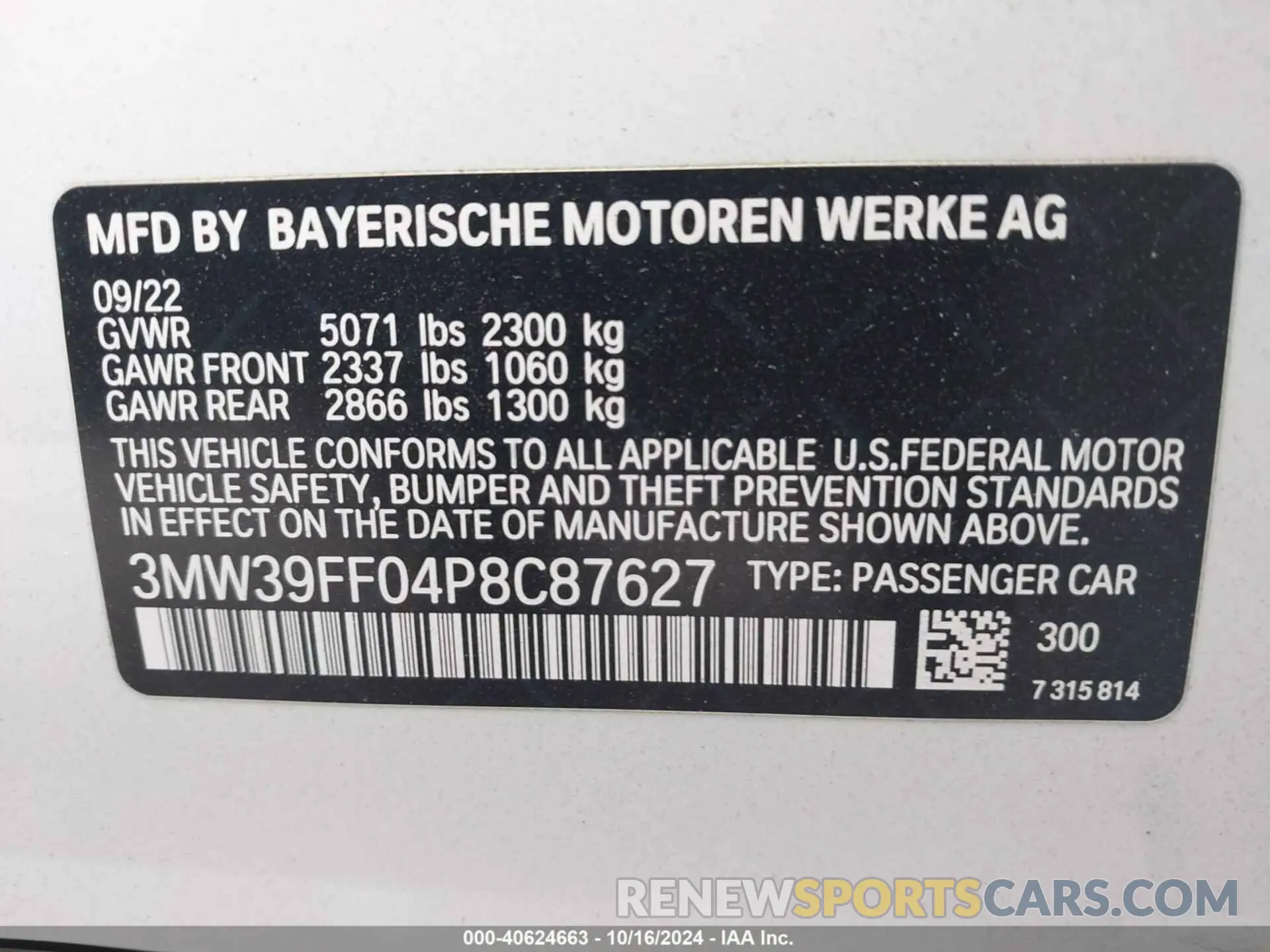 9 fotografías del automóvil dañado 3MW39FF04P8C87627 BMW 3 SERIES 2023