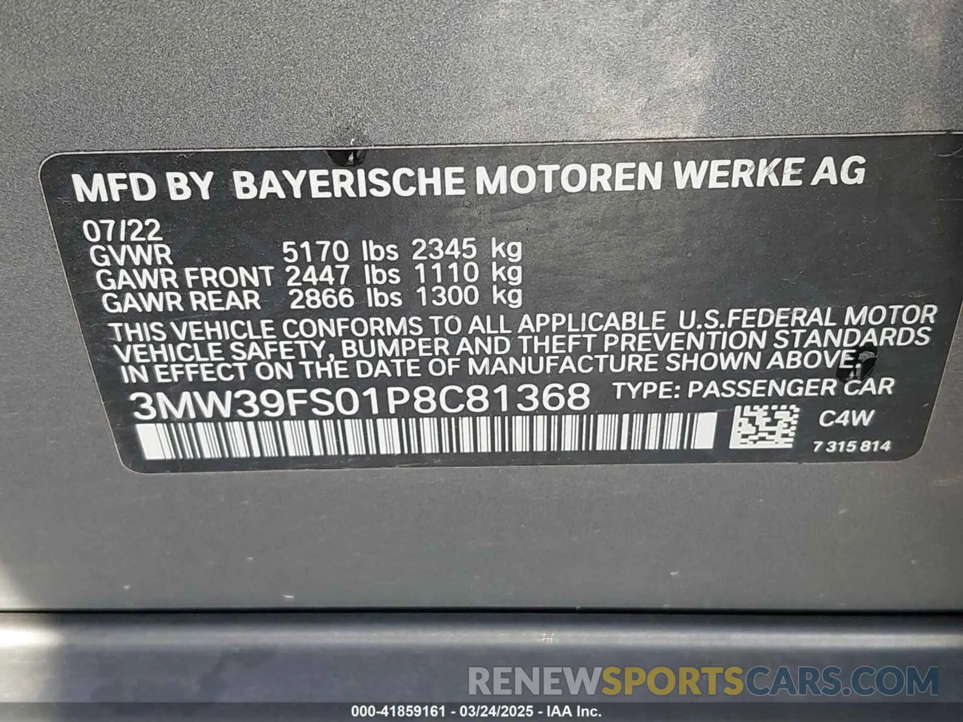 9 fotografías del automóvil dañado 3MW39FS01P8C81368 BMW 3 SERIES 2023