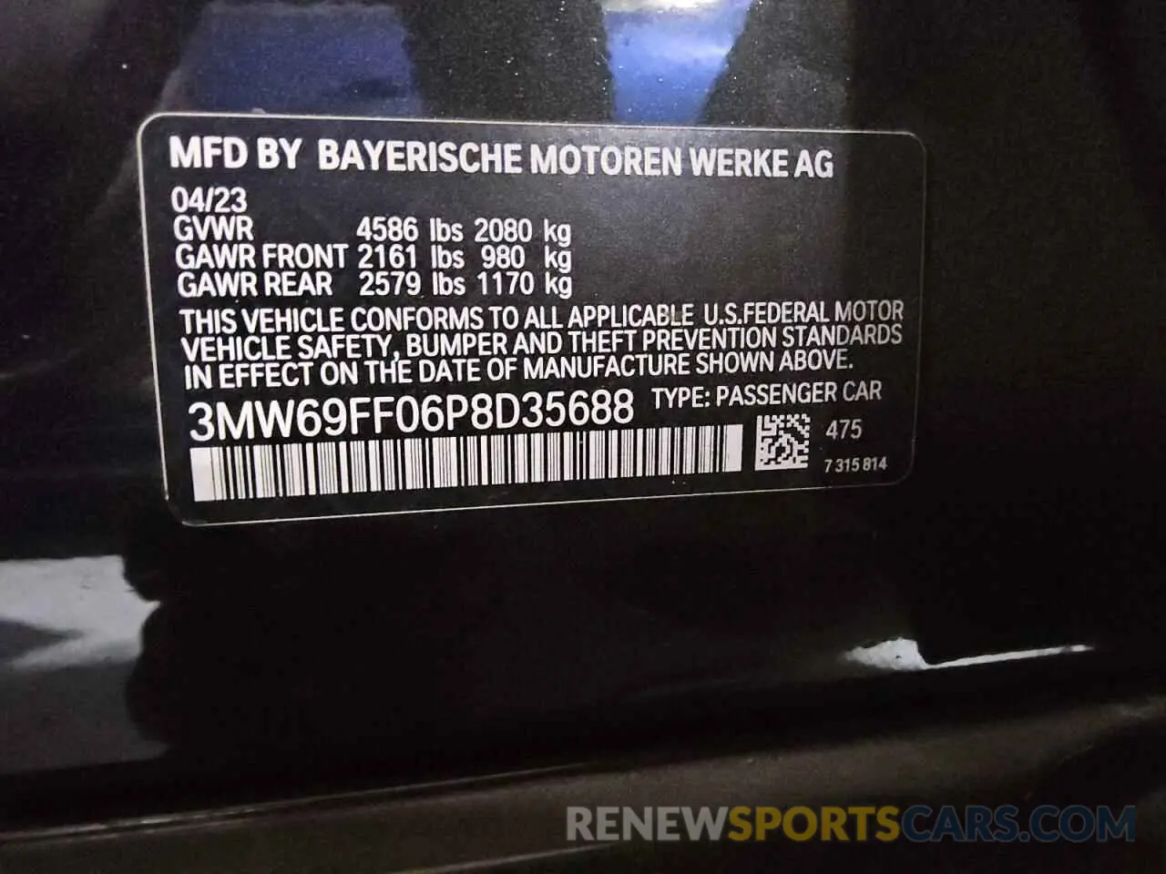 13 fotografías del automóvil dañado 3MW69FF06P8D35688 BMW 3 SERIES 2023