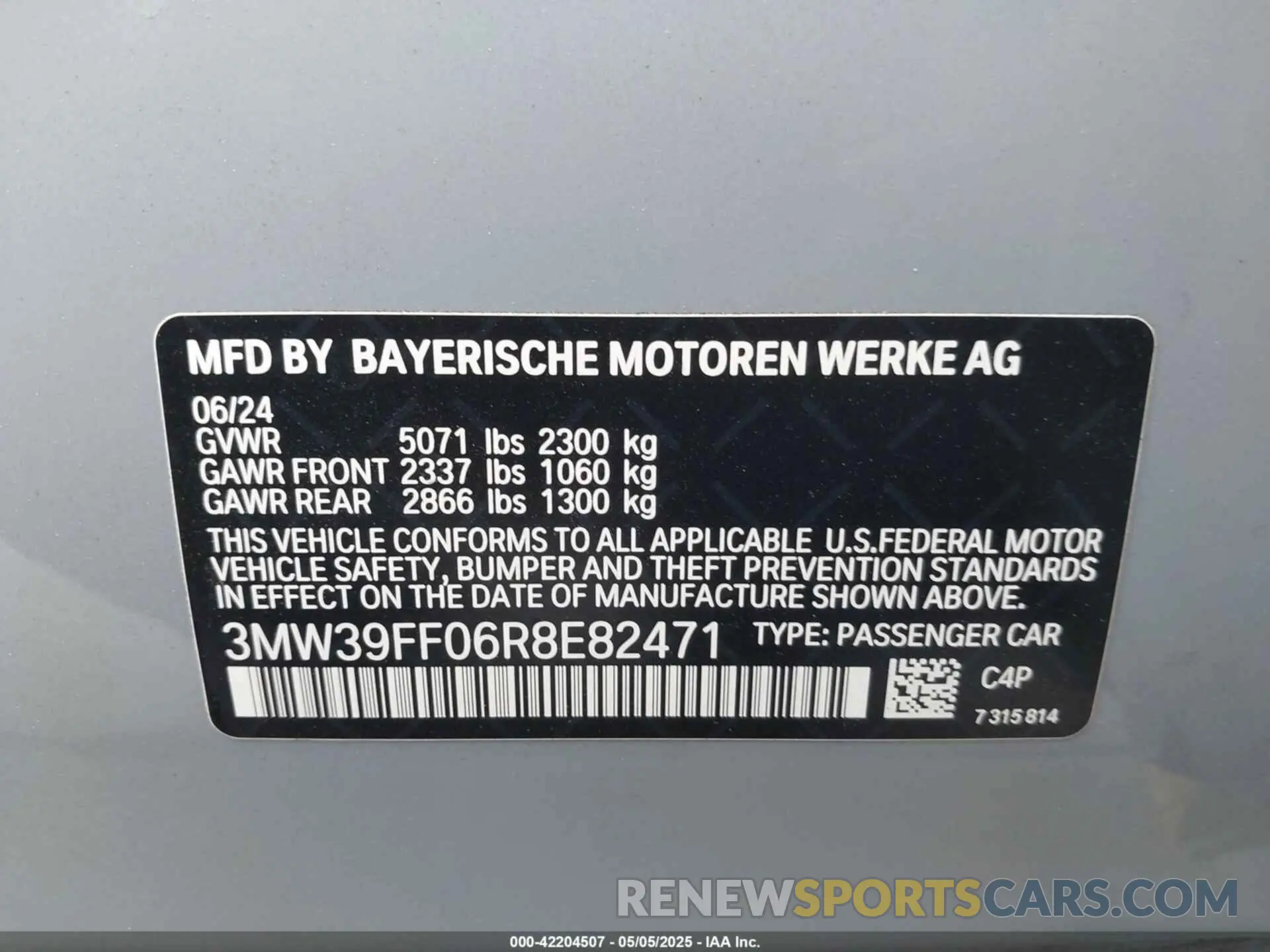 9 fotografías del automóvil dañado 3MW39FF06R8E82471 BMW 3 SERIES 2024
