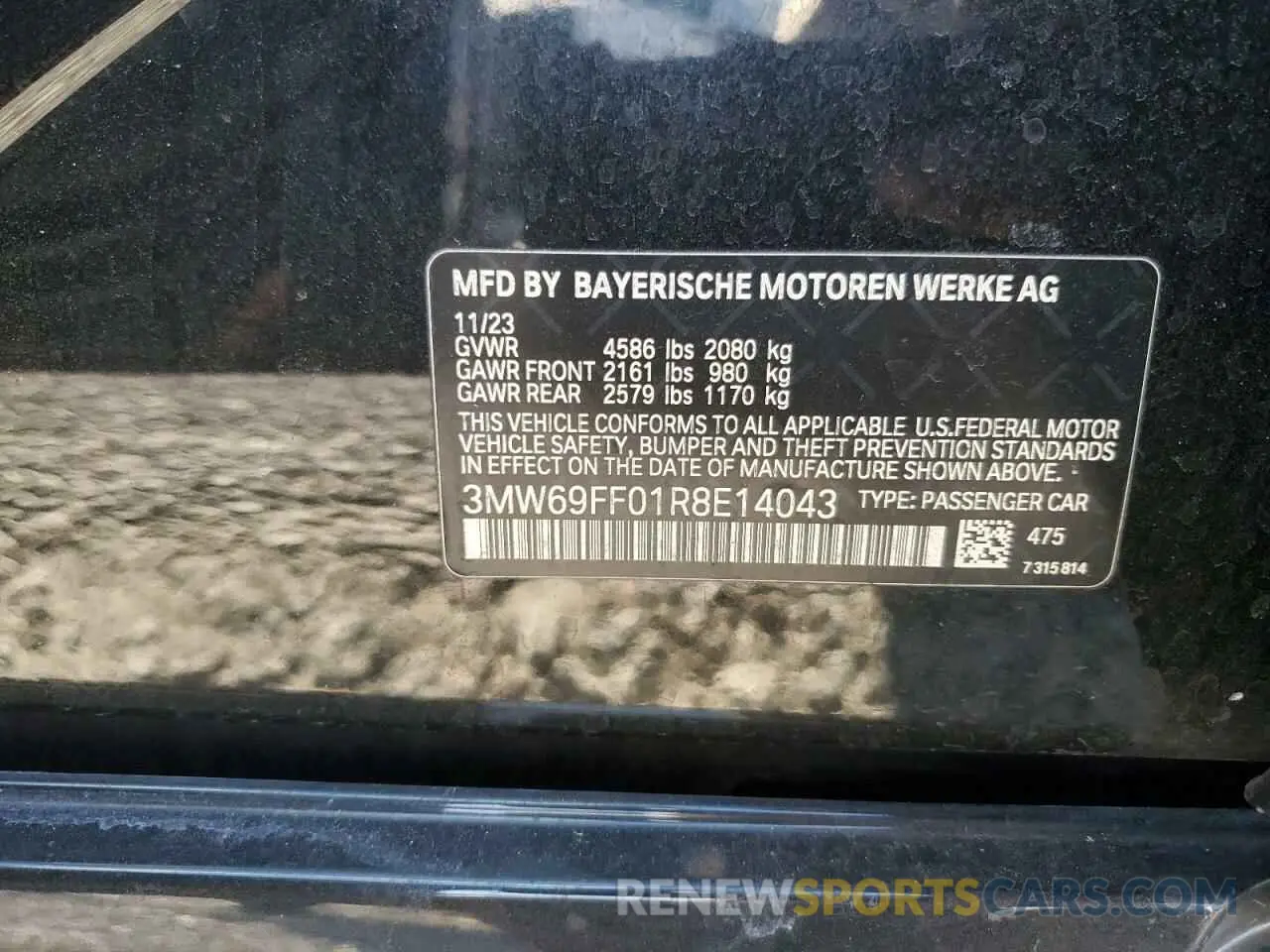 12 fotografías del automóvil dañado 3MW69FF01R8E14043 BMW 3 SERIES 2024
