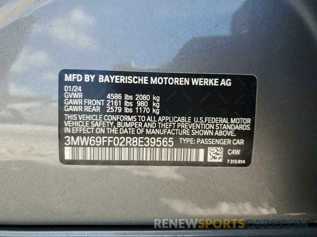 12 fotografías del automóvil dañado 3MW69FF02R8E39565 BMW 3 SERIES 2024