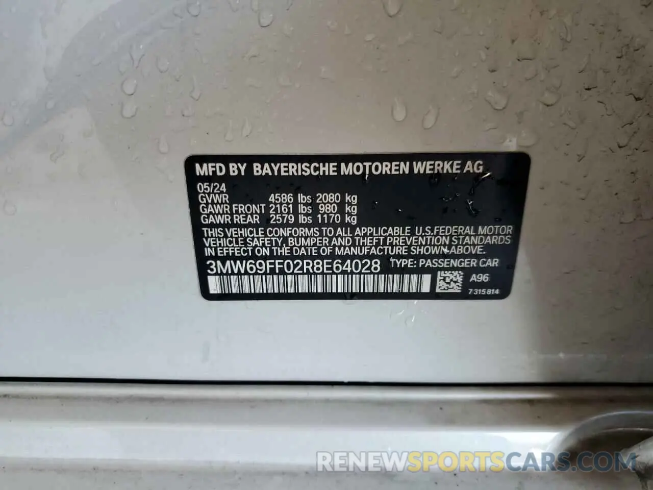 12 fotografías del automóvil dañado 3MW69FF02R8E64028 BMW 3 SERIES 2024
