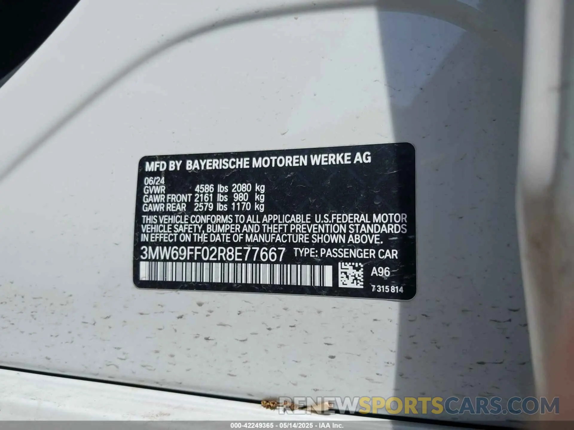 9 fotografías del automóvil dañado 3MW69FF02R8E77667 BMW 3 SERIES 2024