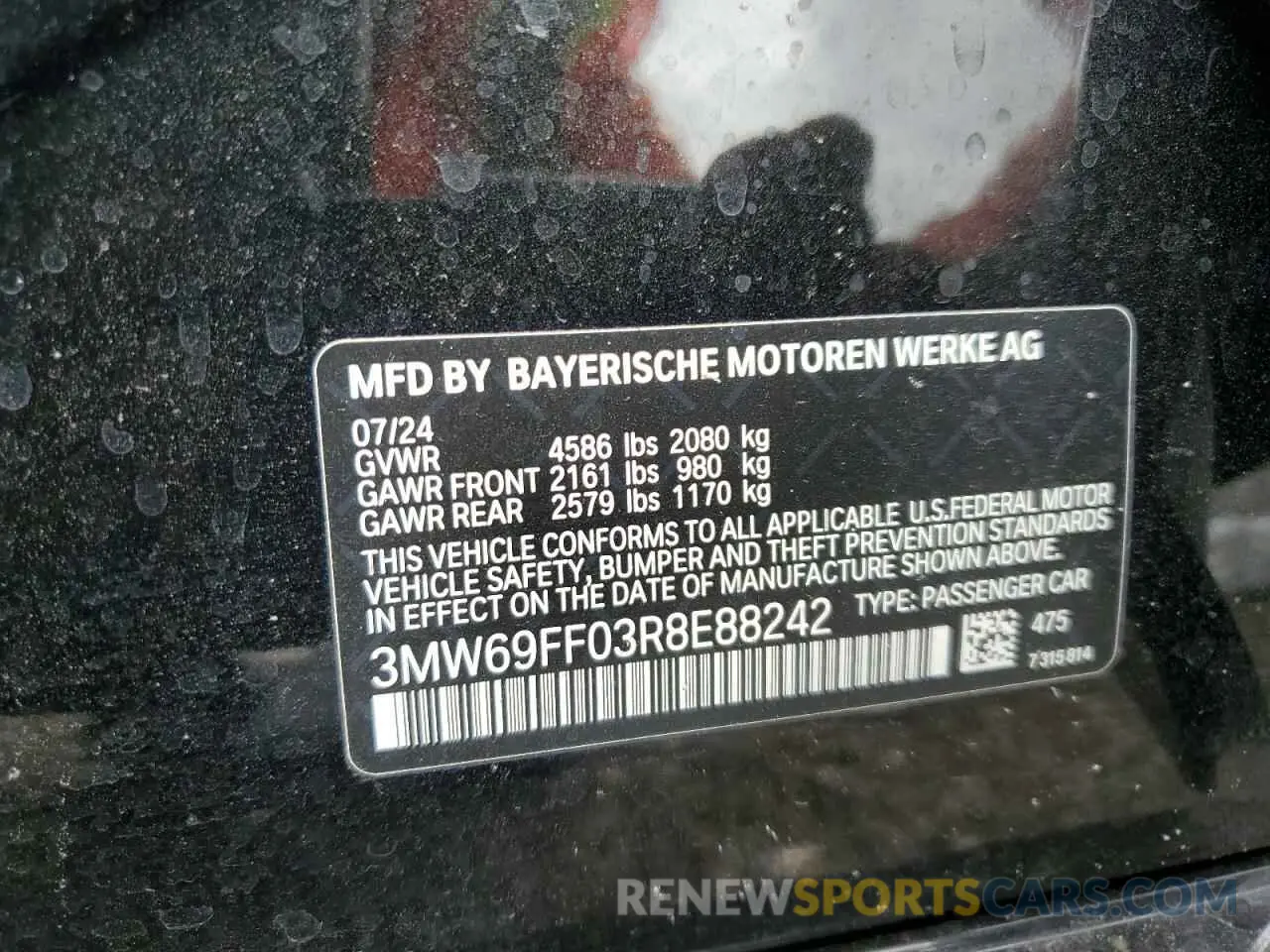 12 fotografías del automóvil dañado 3MW69FF03R8E88242 BMW 3 SERIES 2024