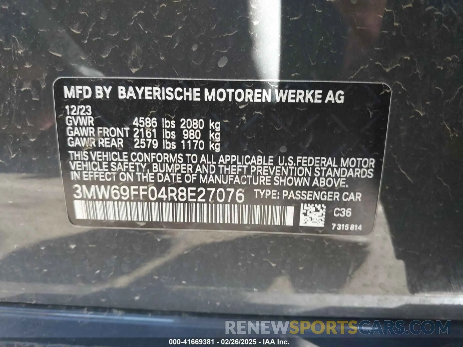 9 fotografías del automóvil dañado 3MW69FF04R8E27076 BMW 3 SERIES 2024