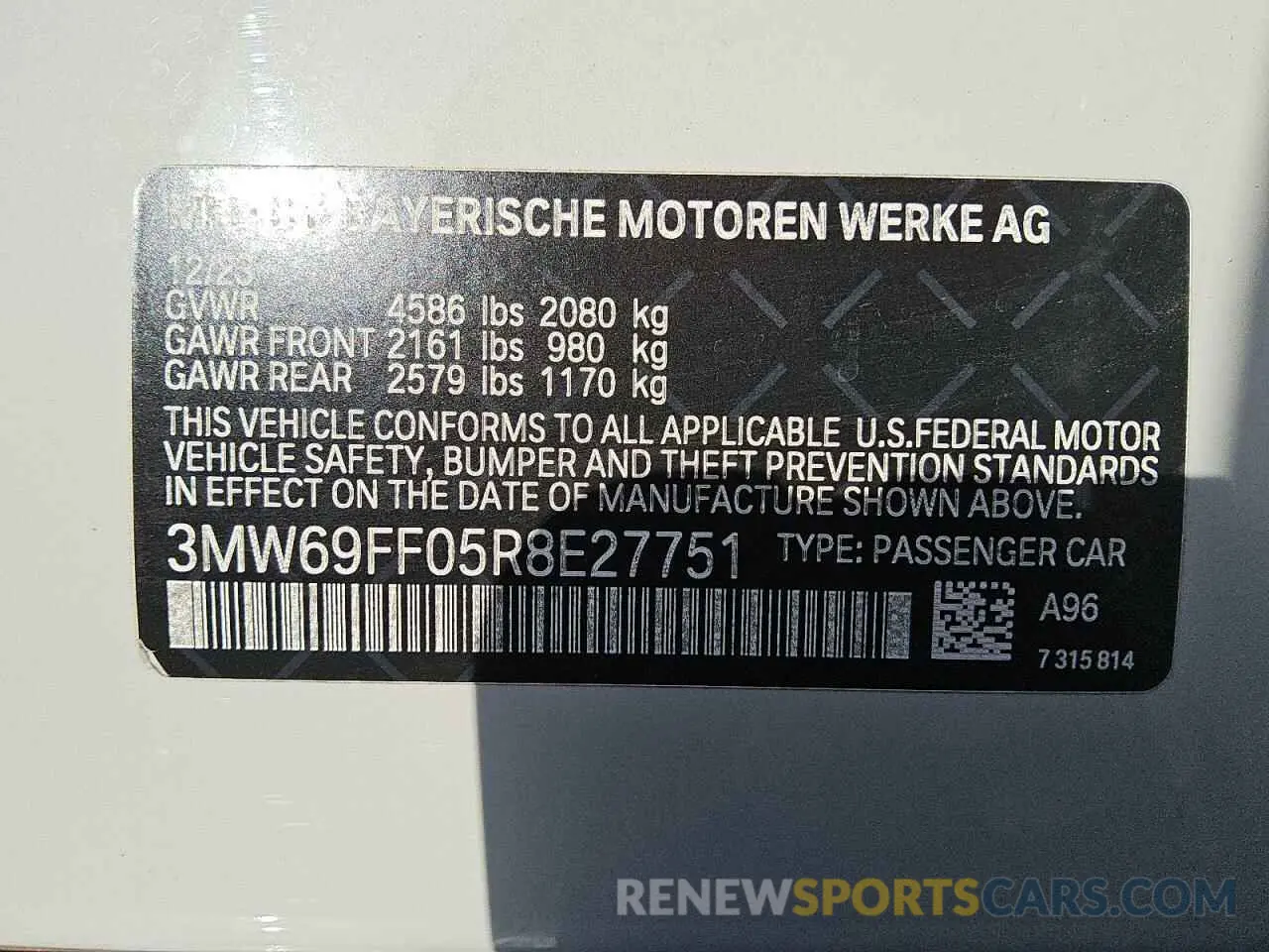 12 fotografías del automóvil dañado 3MW69FF05R8E27751 BMW 3 SERIES 2024
