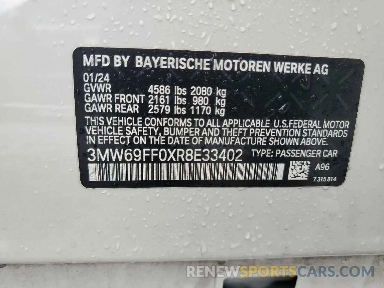 13 fotografías del automóvil dañado 3MW69FF0XR8E33402 BMW 3 SERIES 2024