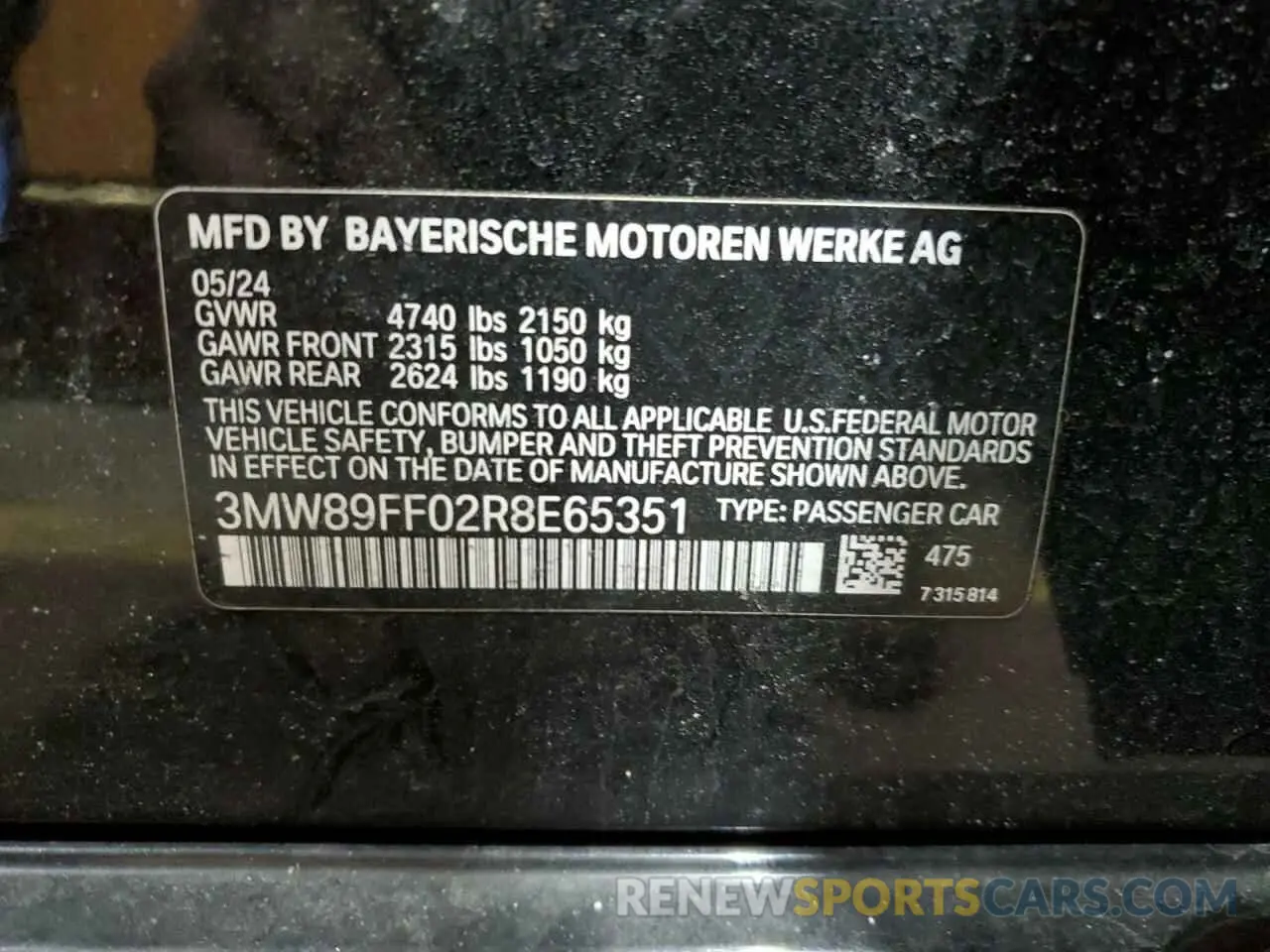 12 fotografías del automóvil dañado 3MW89FF02R8E65351 BMW 3 SERIES 2024