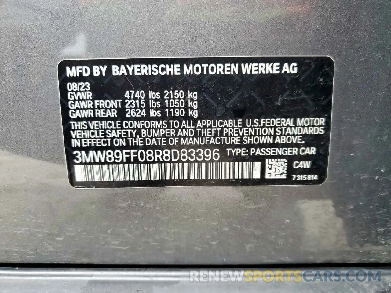14 fotografías del automóvil dañado 3MW89FF08R8D83396 BMW 3 SERIES 2024
