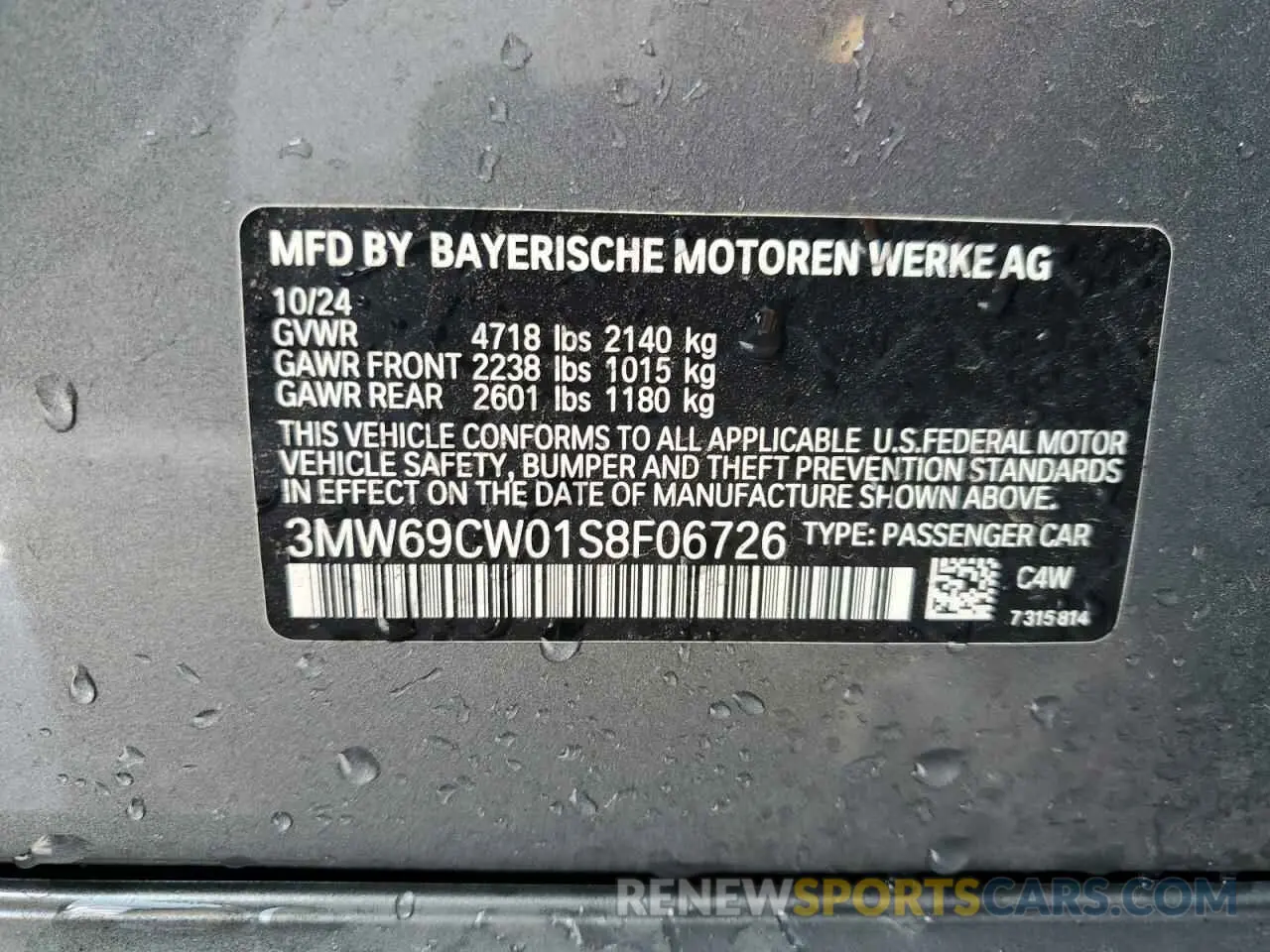 12 fotografías del automóvil dañado 3MW69CW01S8F06726 BMW 3 SERIES 2025