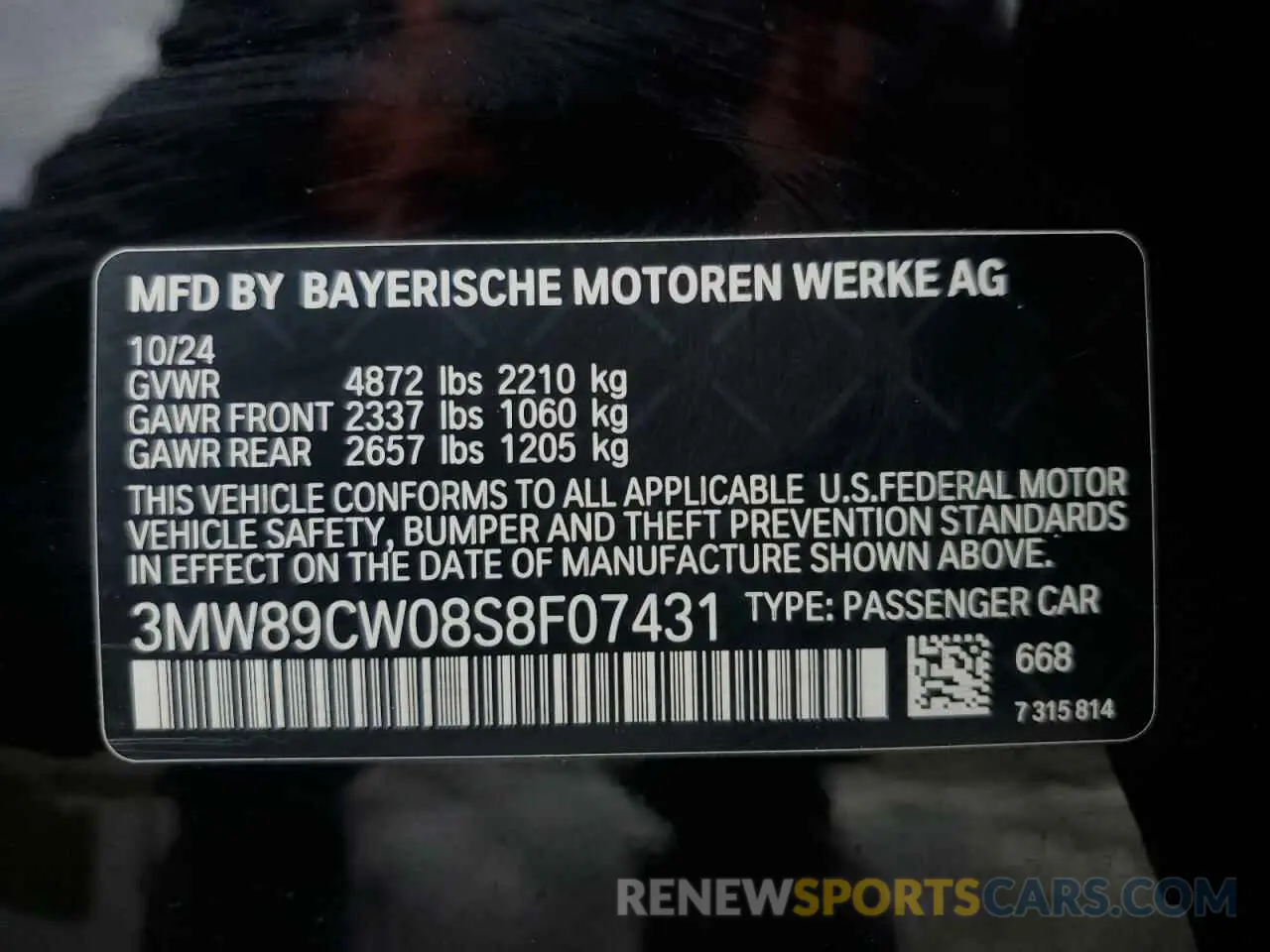 13 fotografías del automóvil dañado 3MW89CW08S8F07431 BMW 3 SERIES 2025