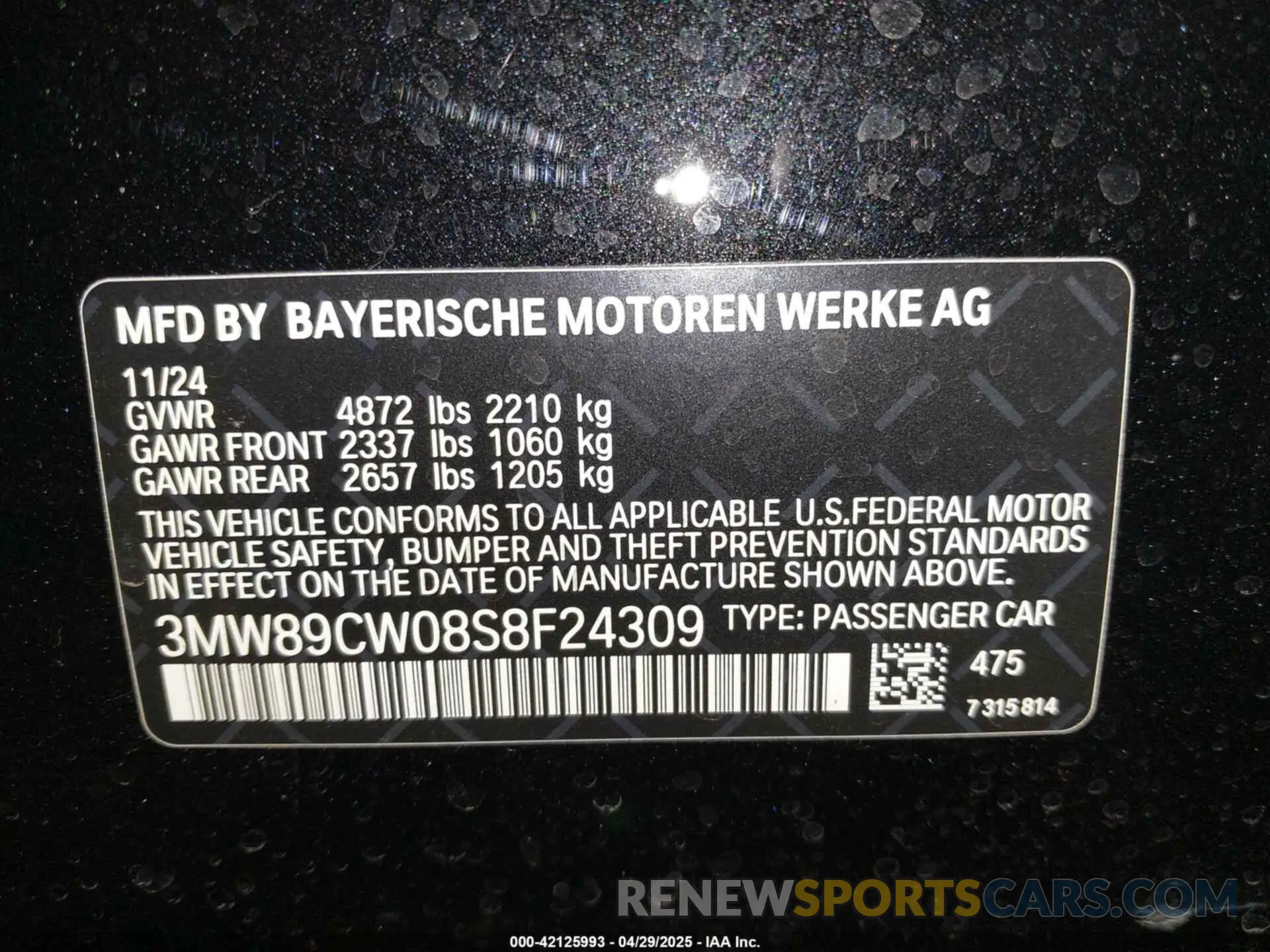 9 fotografías del automóvil dañado 3MW89CW08S8F24309 BMW 3 SERIES 2025