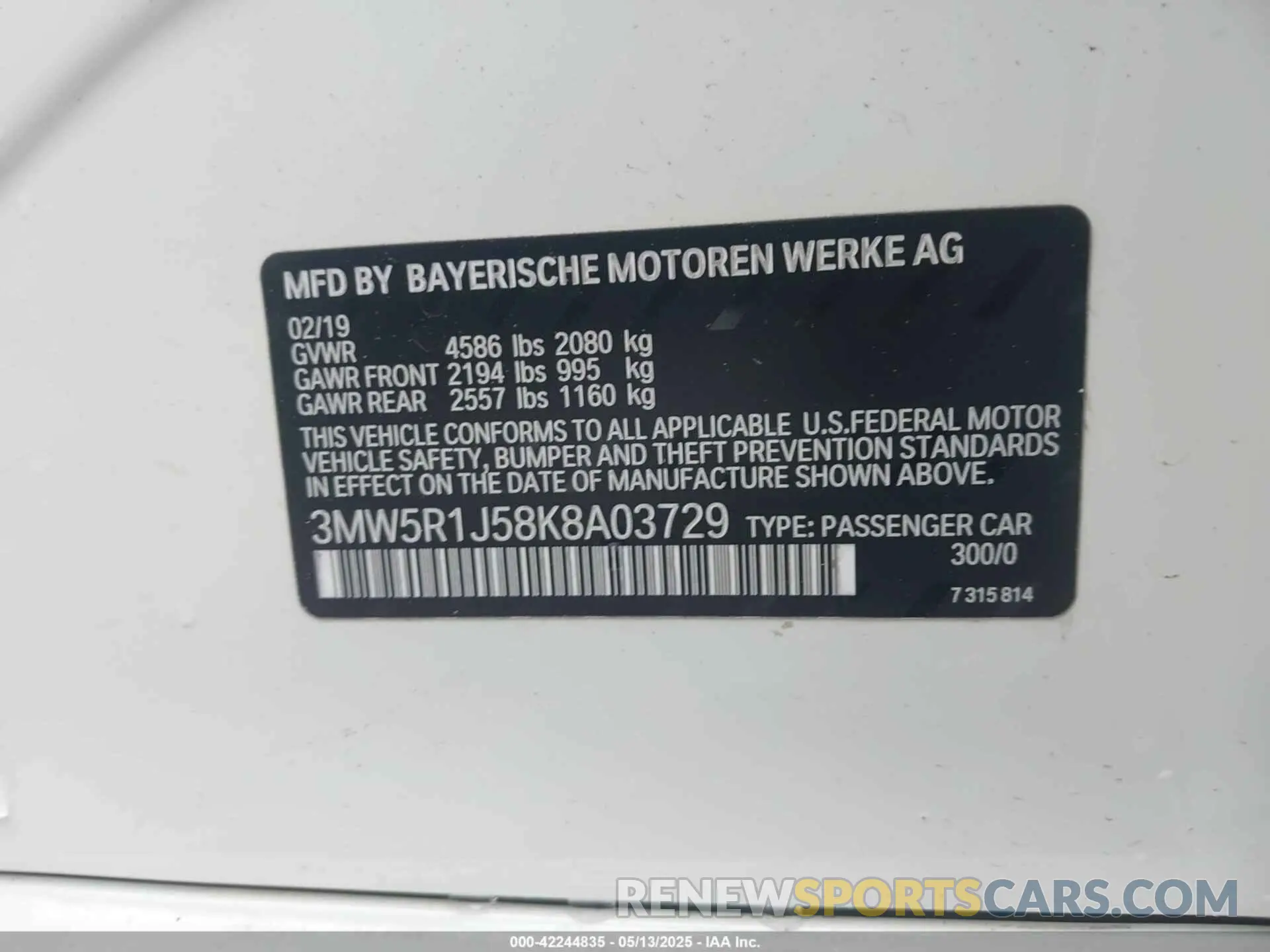 9 fotografías del automóvil dañado 3MW5R1J58K8A03729 BMW 330I 2019