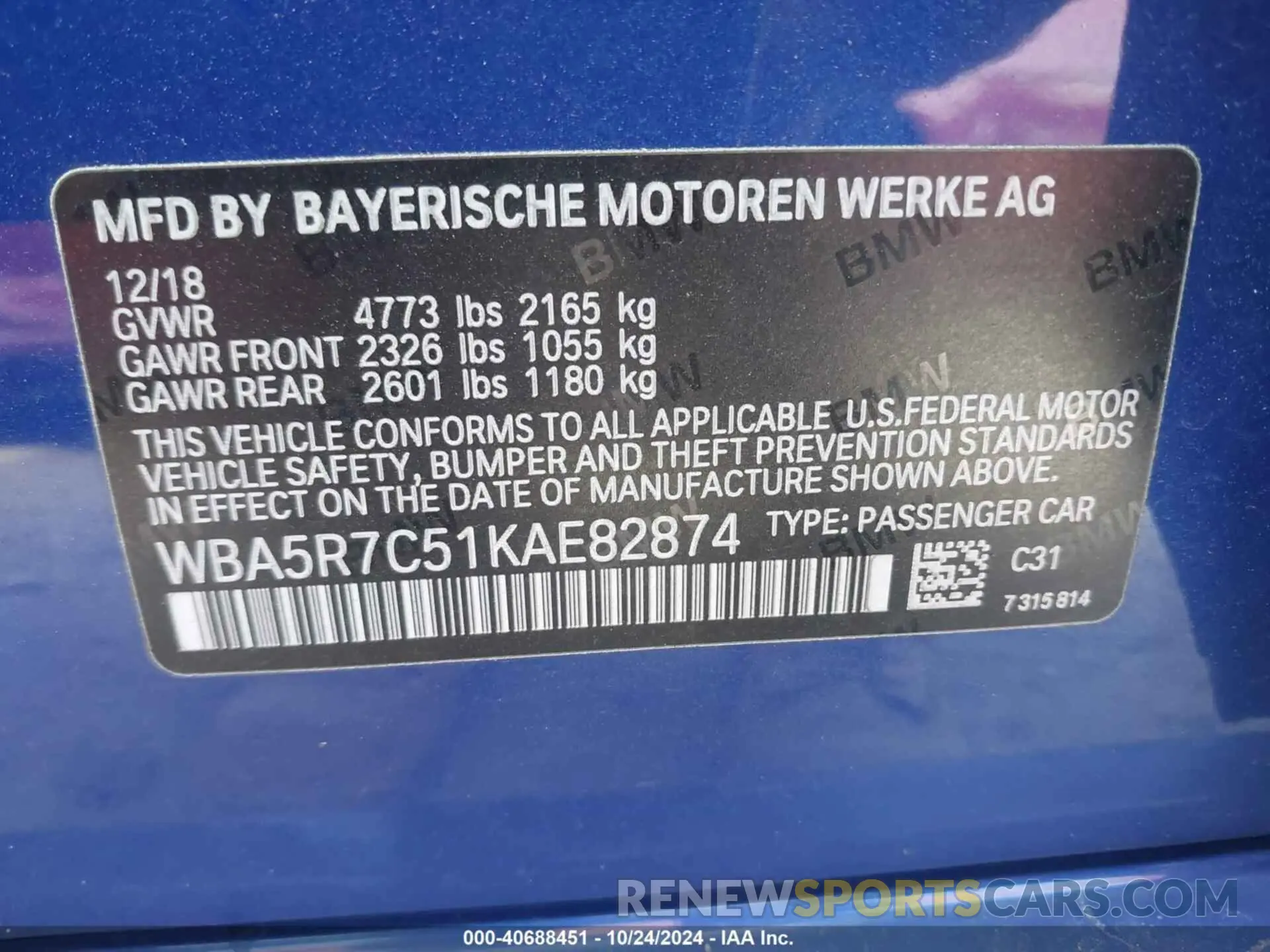 9 fotografías del automóvil dañado WBA5R7C51KAE82874 BMW 330I 2019